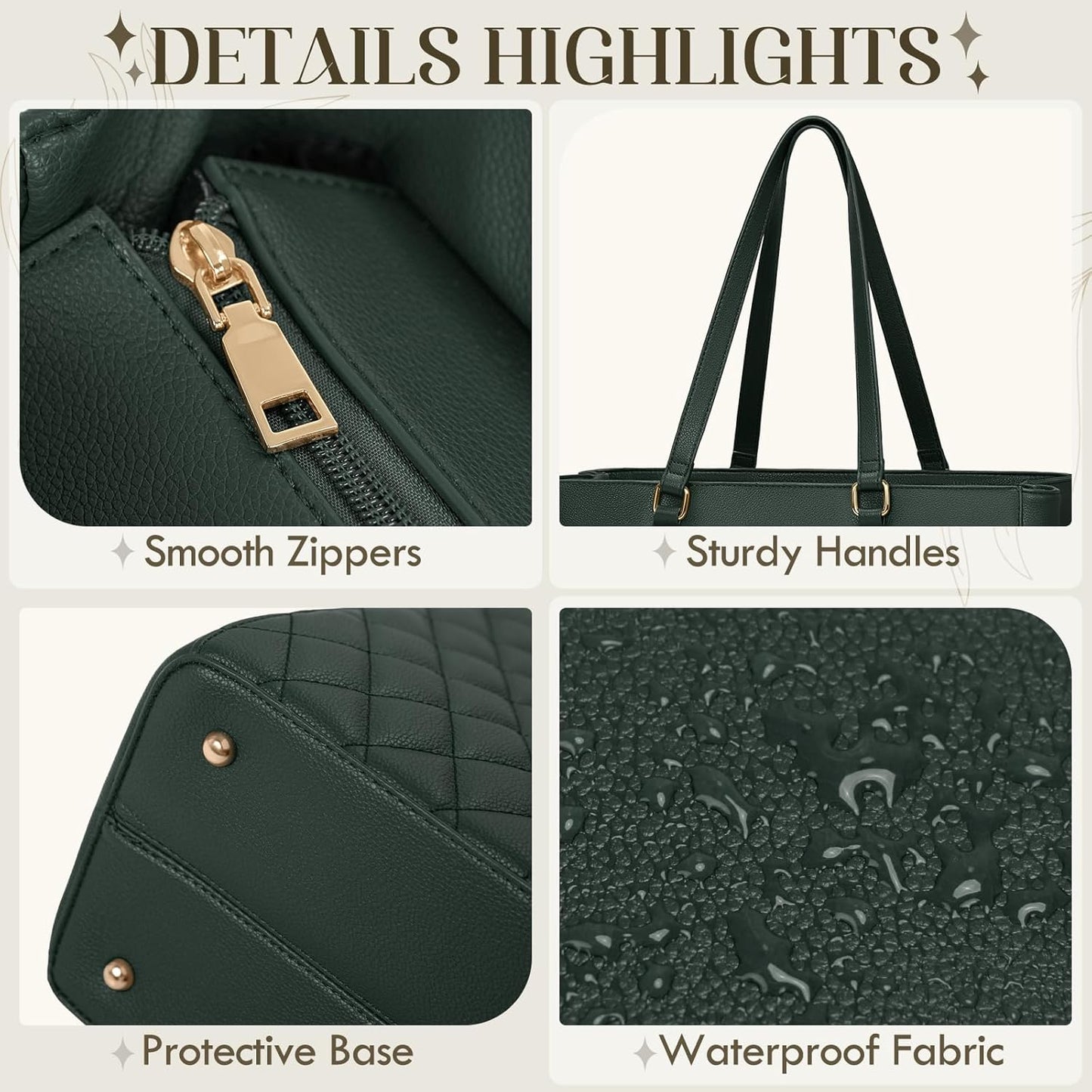 RAINSMORE Laptop Bag for Women 15.6 Inch Work Tote Bags Leather Laptop Tote Professional Laptop