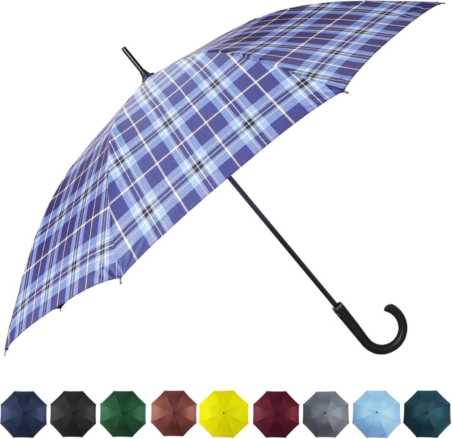 SoulRain 50 Inch Large Stick Umbrella Windproof Automatic Open Oversized J Handle Umbrellas for Men and Women Unbreakable Strong Travel Golf Umbrella