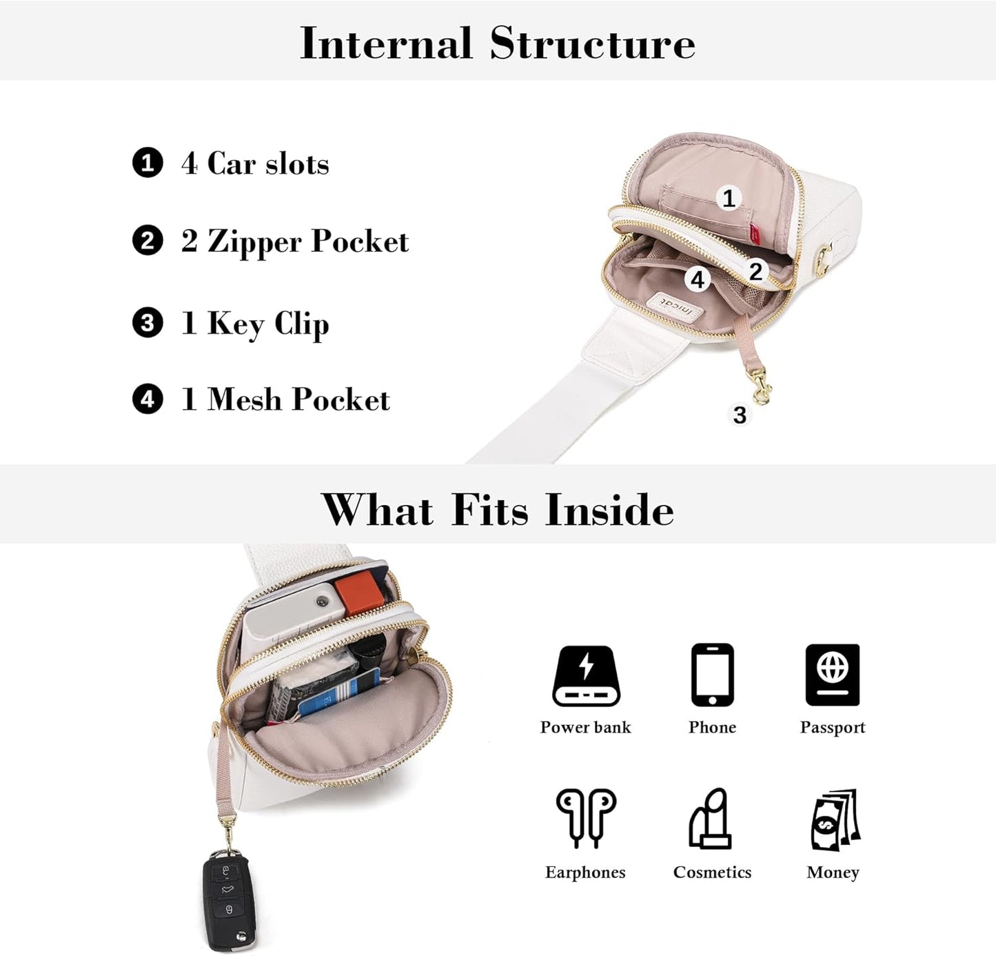 INICAT Travel Small Sling Bag Faux Leather Crossbody Bags Women Cross Body Bag Purses for Woman