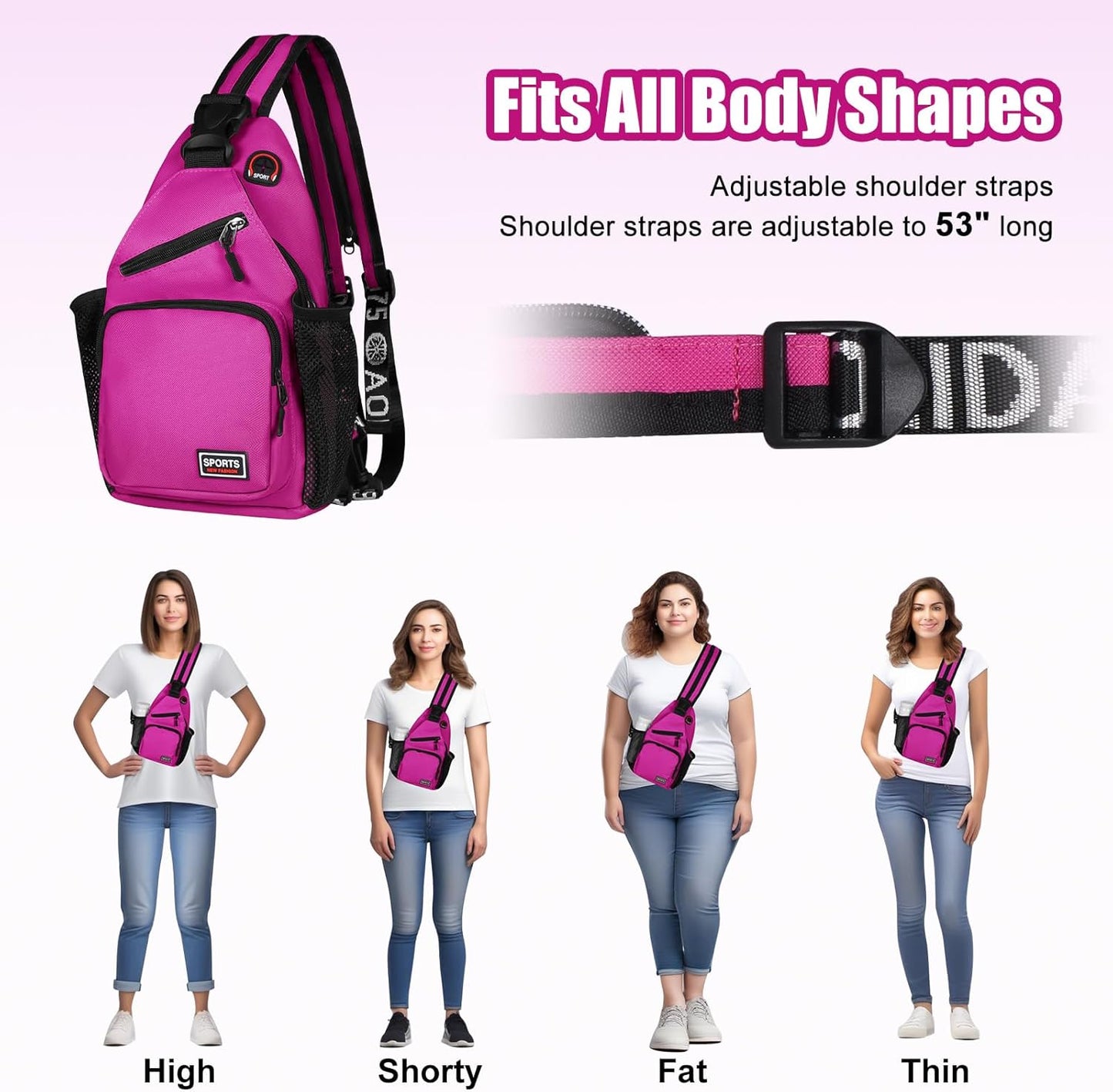 Sling Bag for Women Man Sling Backpack with Convertible Shoulder Strap Casual Backpack Daypack for Travel, Hiking and Daily Commute, (Purple, Small)