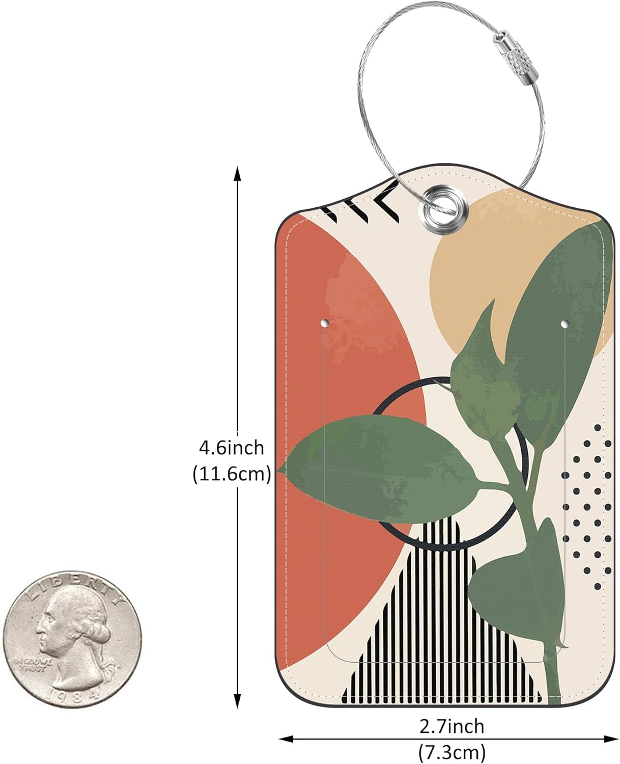 2 Pack PU Luggage Tags for Suitcase, Modern Abstract Art Suitcase Tag Leather Privacy Cover ID Label with Stainless Steel Loop for Baggage Handbag School Bag Backpack