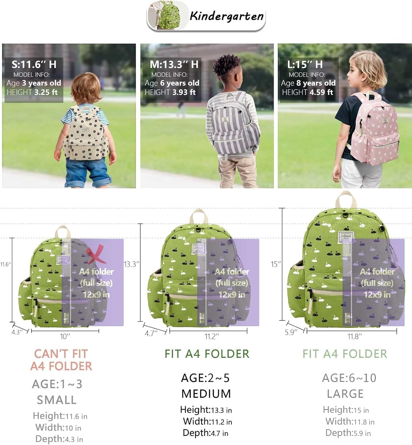 Corduroy Toddler Backpack for Boys 2-5: Preschool Backpack for Girls - Cute Kids Backpack 13.5" H Fit Folder