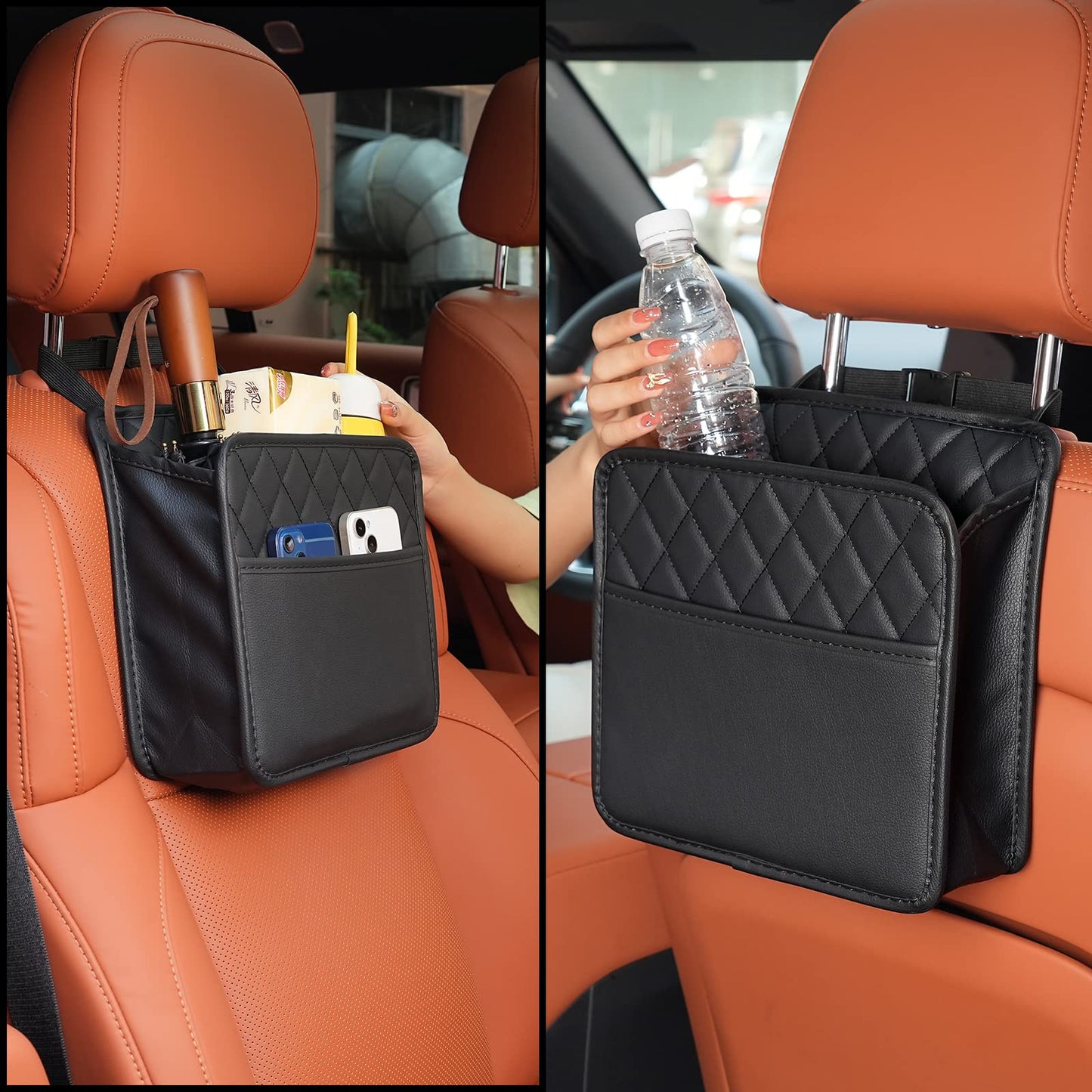 FrgKbTm Car Seat Back Hanging Bag Car Document Holder Multi-Pocket Bottle Bag Storage Box Organizer