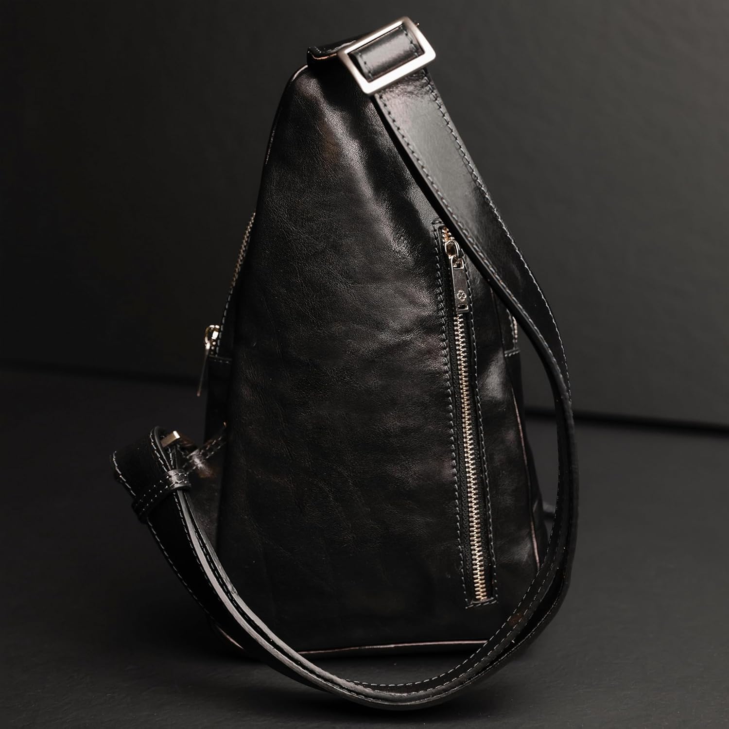 Time Resistance Leather Crossbody Bag - Brown Sling Bag - Messenger Bag for Men and Women