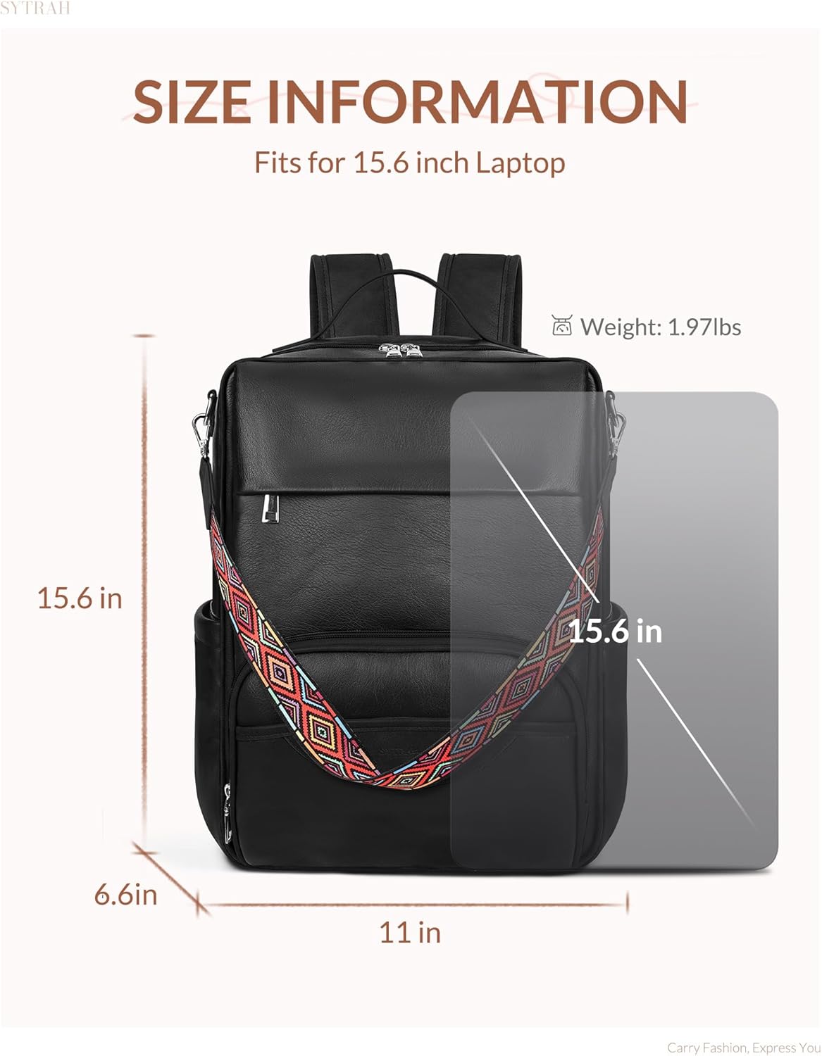 Leather Laptop Backpack, 15.6 Inch Business Computer Bag, Designer College Backpack Travel Backpack