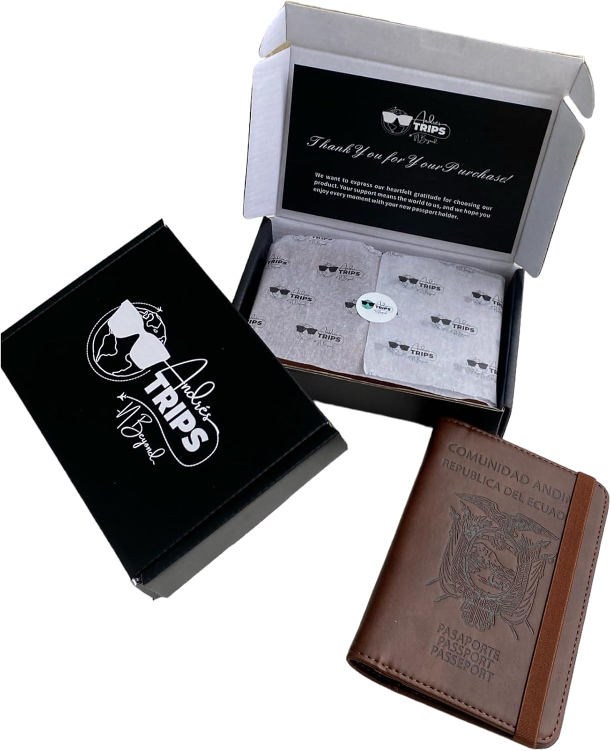 Passport Holder. GENUINE TOP GRAIN LEATHER. Luxury Gift Box. Pen, and SIM Card Removal Tool Included/Travel Wallet (Ecaudorian-brown)