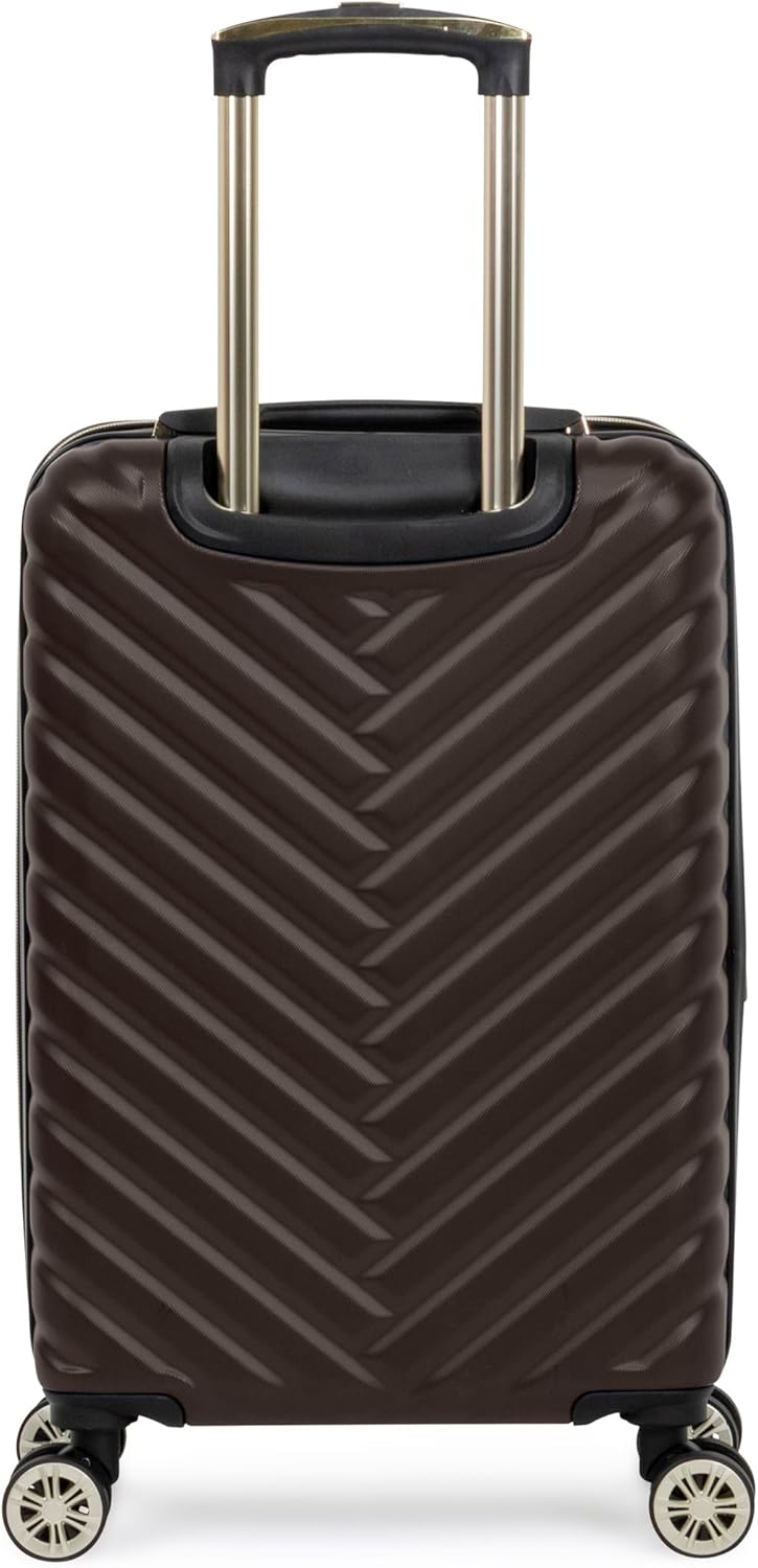 Kenneth Cole REACTION Madison Square Lightweight Hardside Chevron Expandable Spinner Luggage, Chocolate Brown, 20-Inch Checked