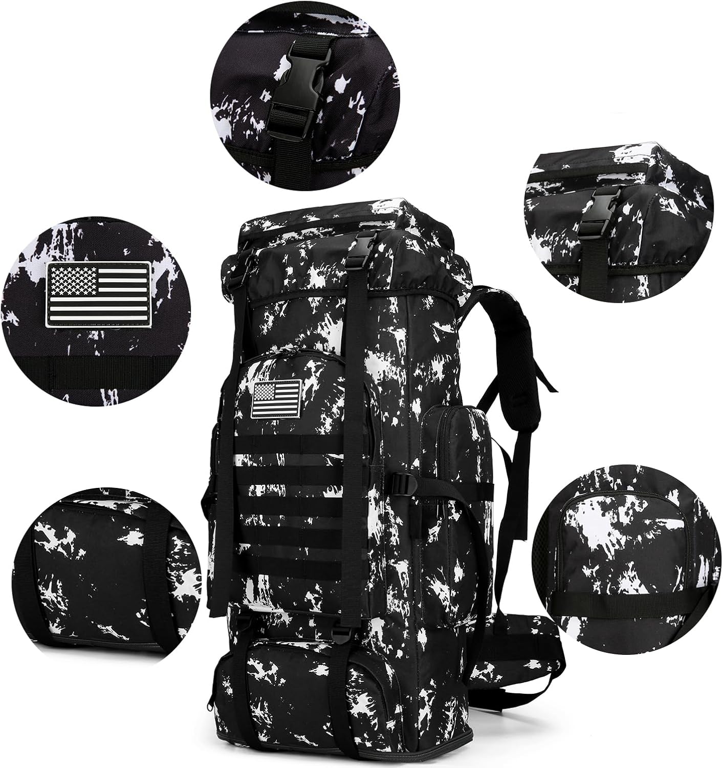 Hiking Backpack for Men 70L/100L Camping Backpack Military Rucksack Molle 3 Days Assault Pack for