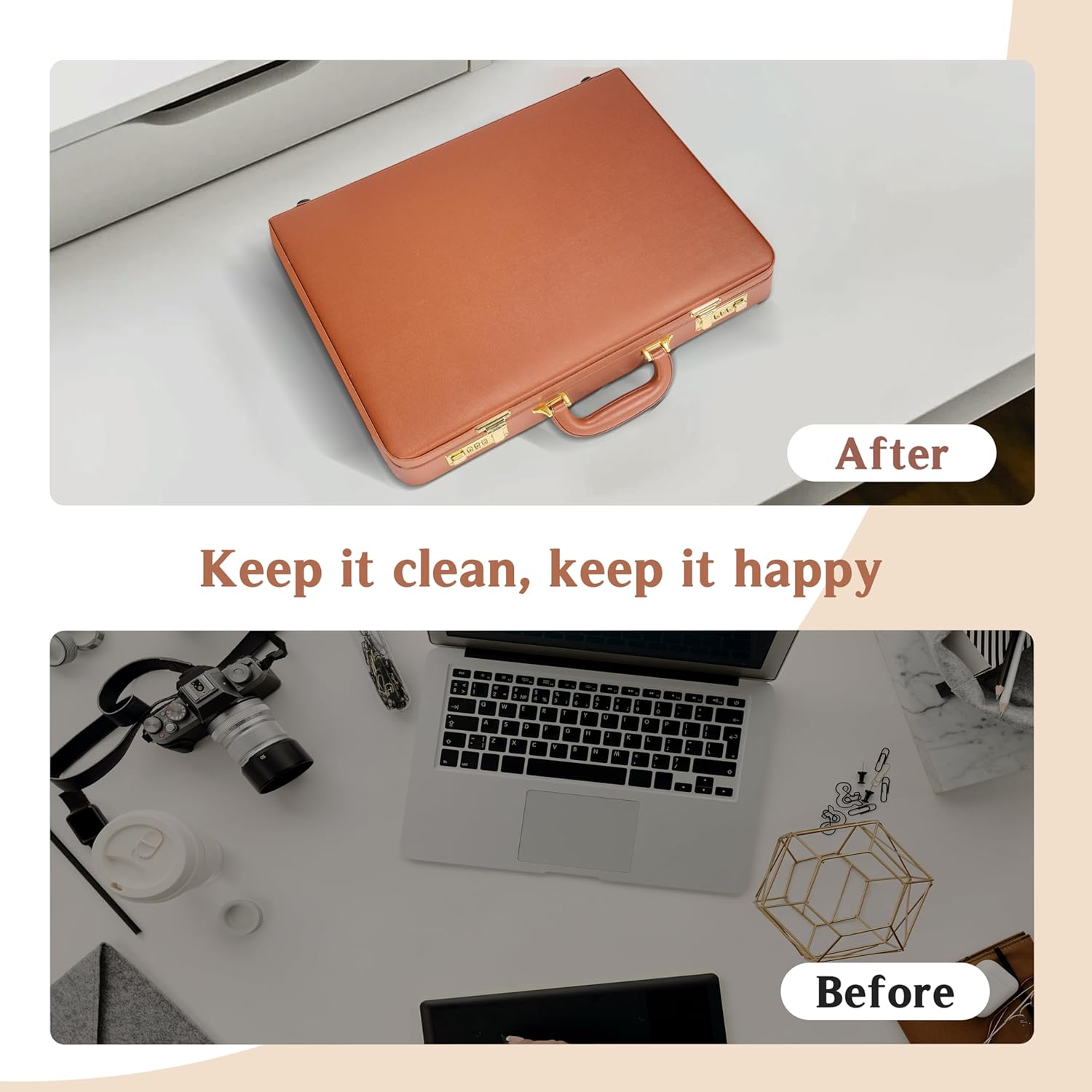 Briefcases for Men, Professional Leather Briefcase with Lock, Hard Shell Business Brief Case
