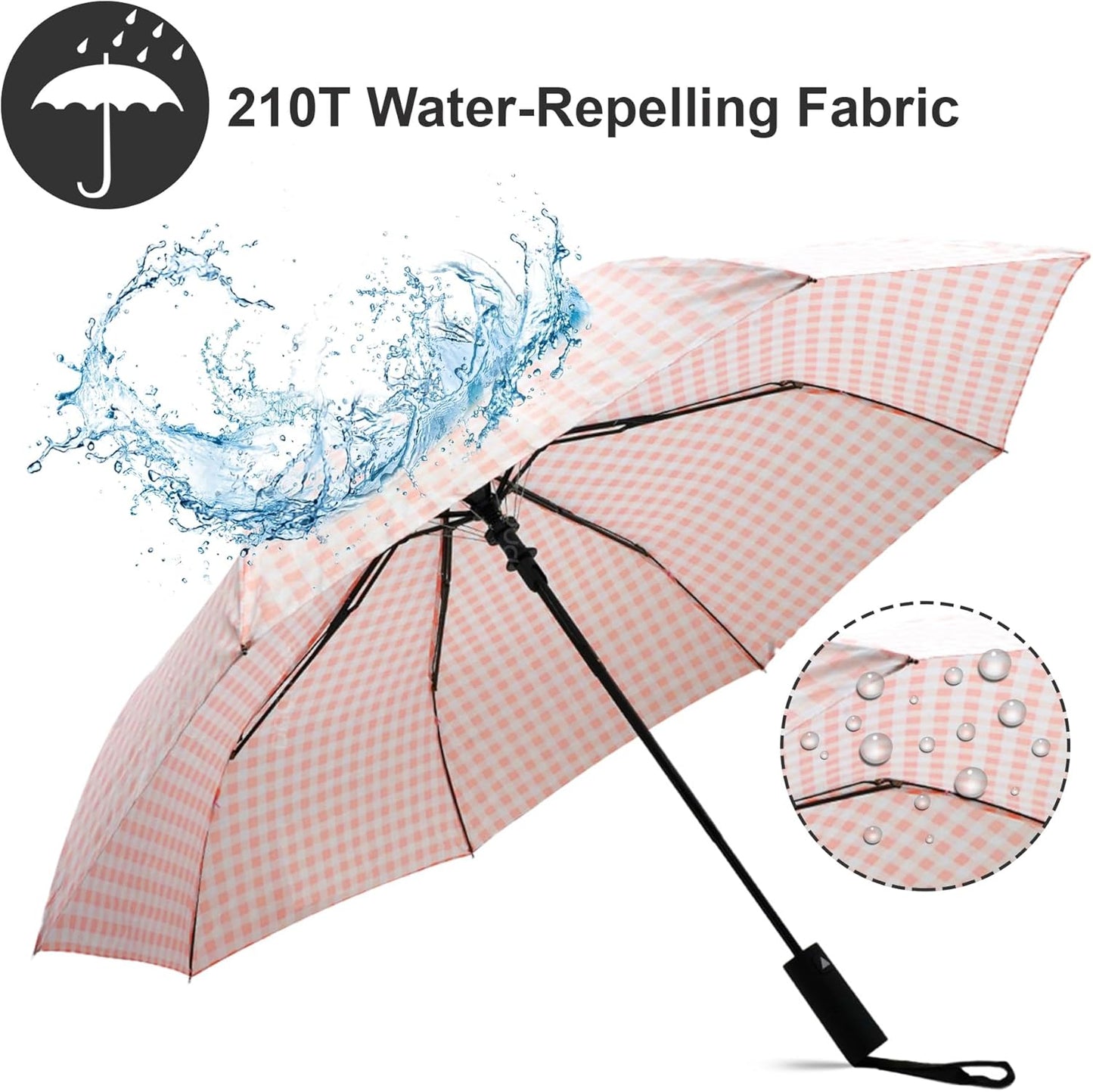 Nollia Windproof Automatic Travel Umbrella, Compact Portable with Reinforced Ribs for Sun & Rain