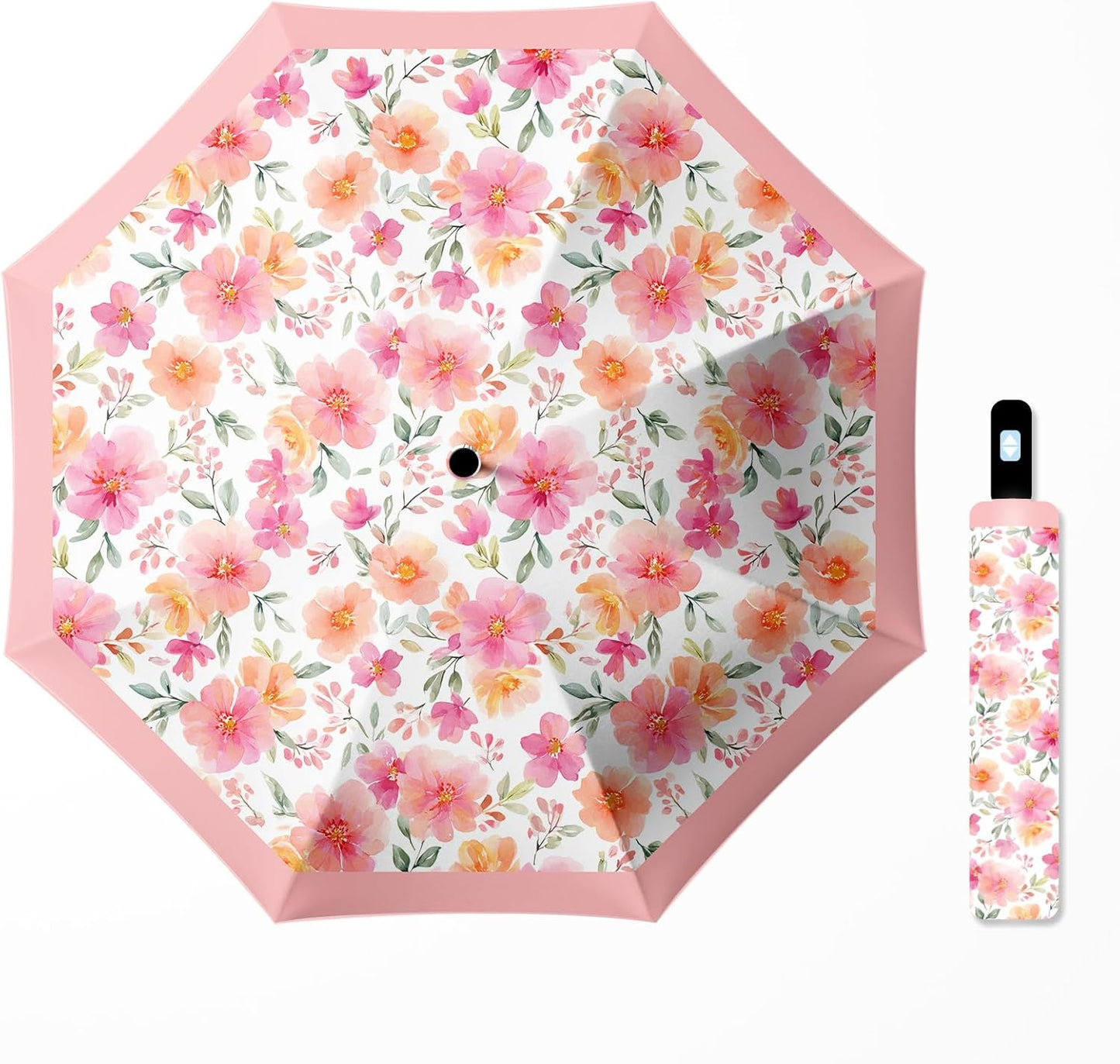 Small Travel Folding Umbrella for Girl, Portable, UV, SunShade, Compact, Automatic, Rain & Wind