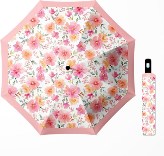 Small Travel Folding Umbrella for Girl, Portable, UV, SunShade, Compact, Automatic, Rain & Wind