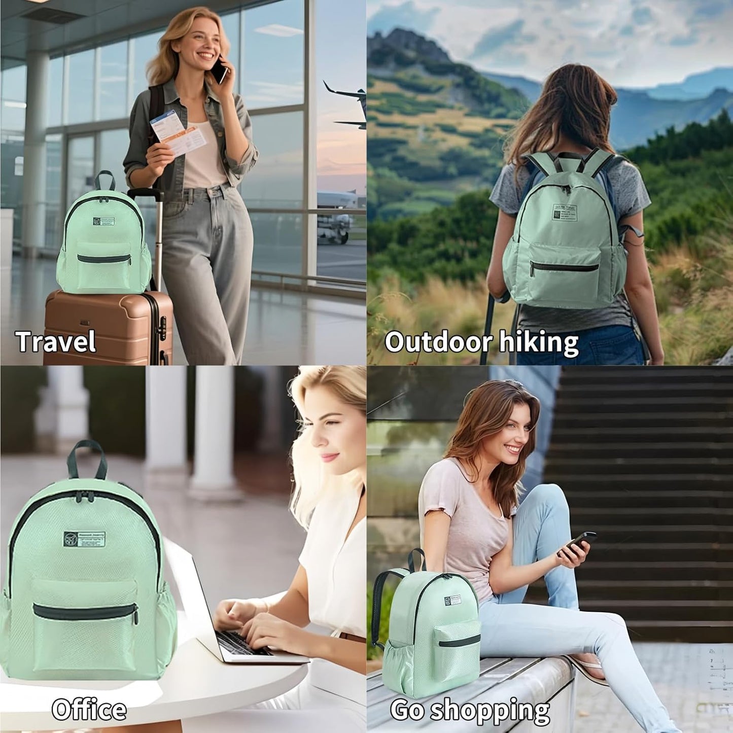 Lightweight Packable Backpack 15L Foldable Hiking Backpacks Men &Women Daypack for Travel (Green)