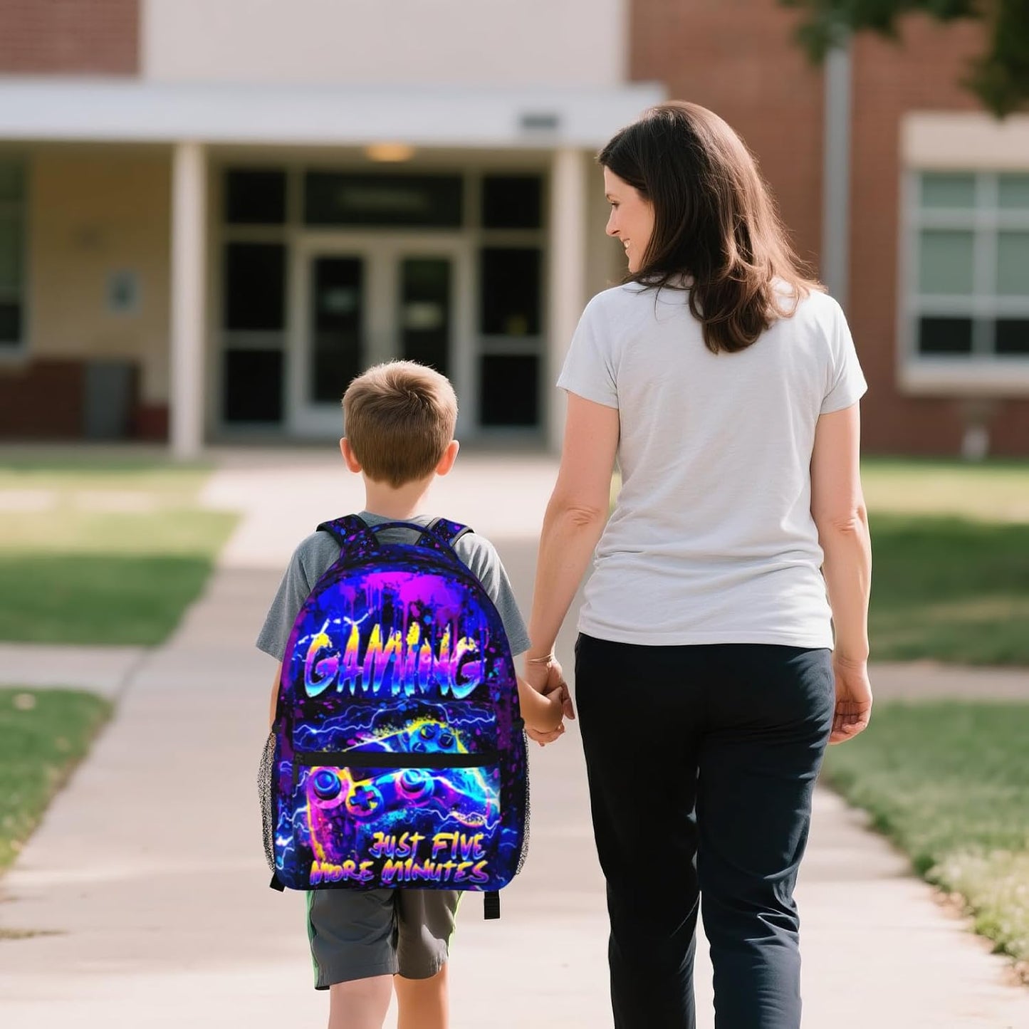 School Backpack for Boys Game Boys Backpack for Kids Children Teens Elementary Middle School Students Kids' Backpacks Ages 6-18 Gaming Bookbag Travel Back Pack