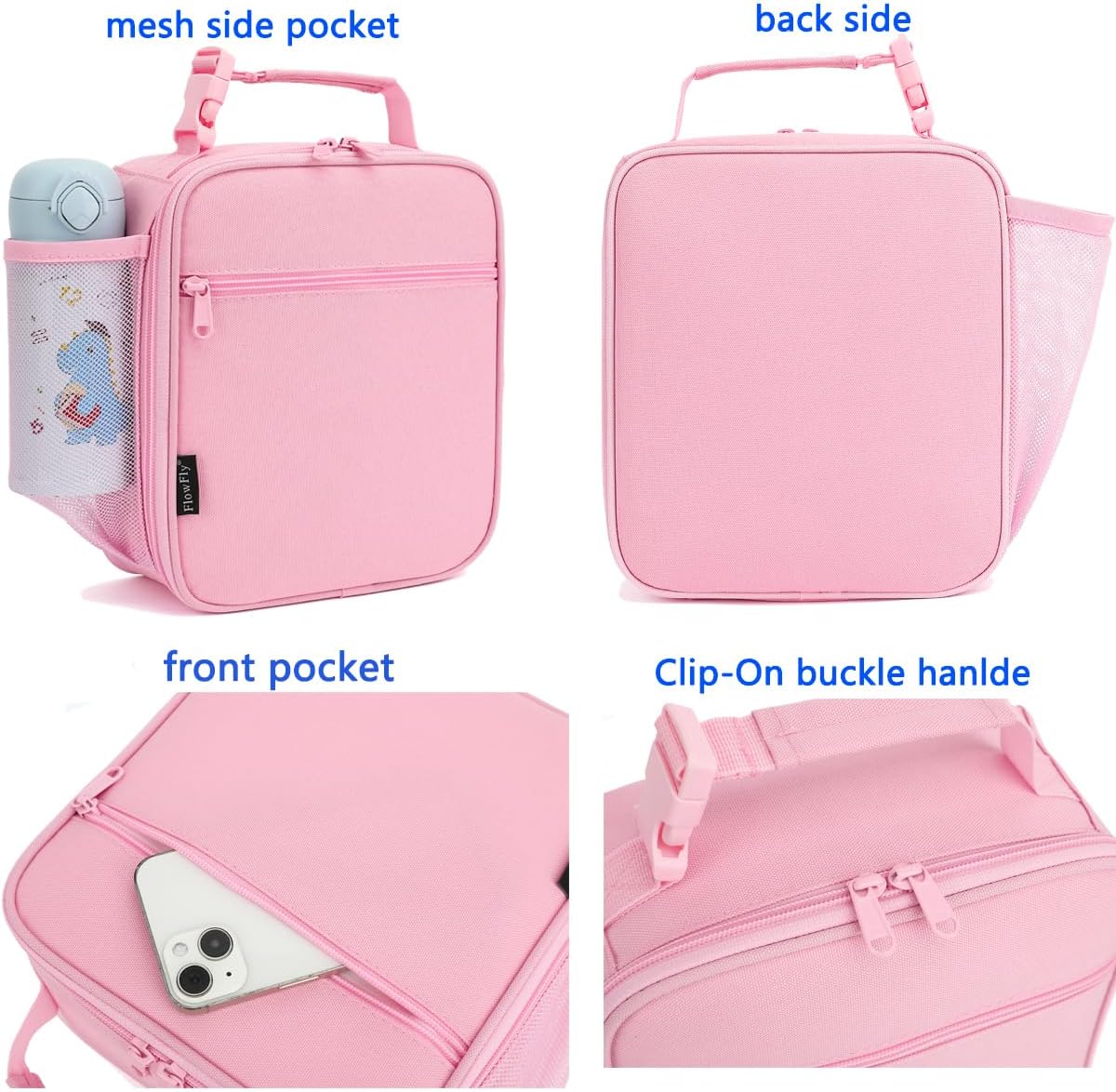FlowFly Kids Lunch box Insulated Soft Bag Mini Cooler Back to School Thermal Meal Tote Kit for