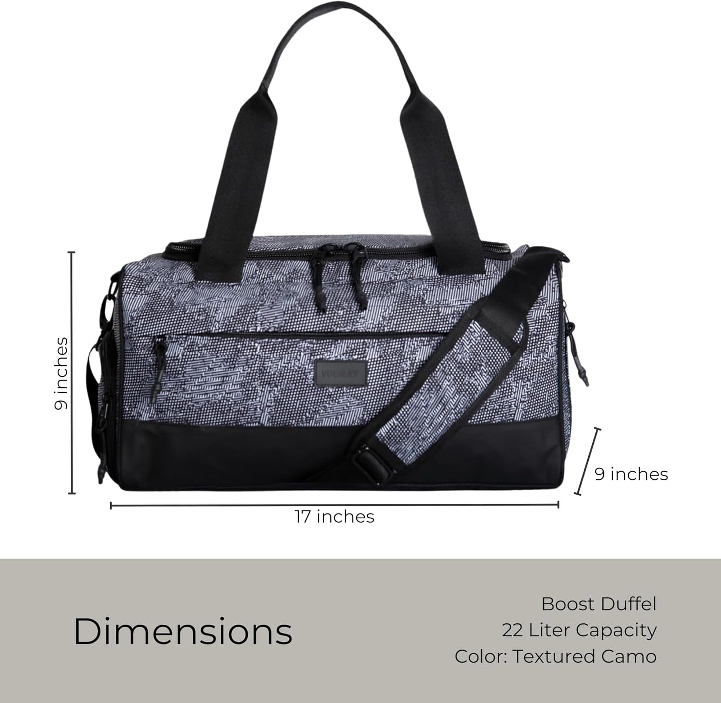 Vooray 22L Boost Duffle Bag – Small Gym Bag for Men and Women, Lightweight Travel Duffel with Shoe Compartment, Durable Sports Tote for Fitness, Training, Overnight Use, and Weekend Trips