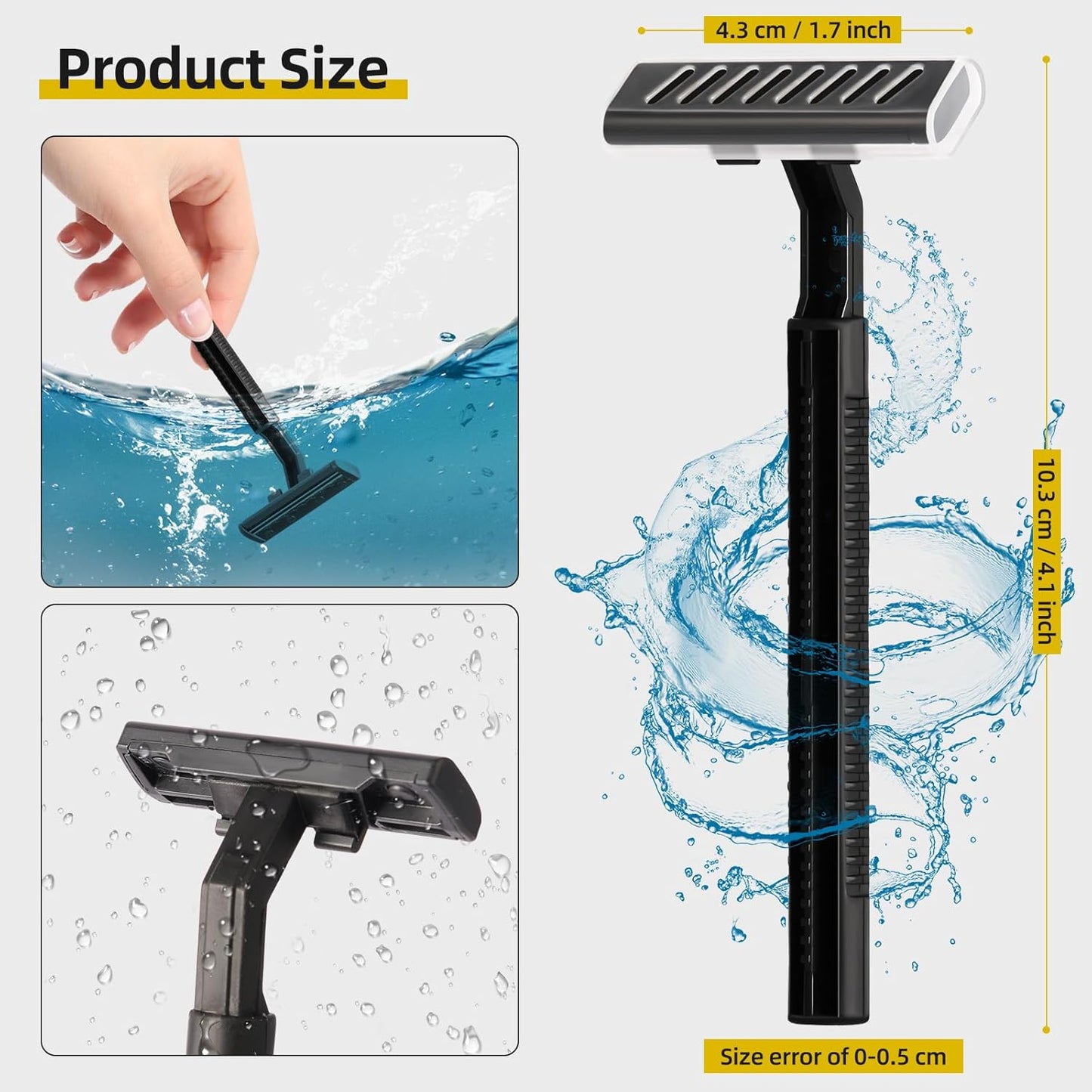 150 Pack Individually Wrapped Twin Blade Razors with Clear Safety Cap,Multipurpose Portable Shave Razor for Bathing Hotel Travel,Black(150 Count)