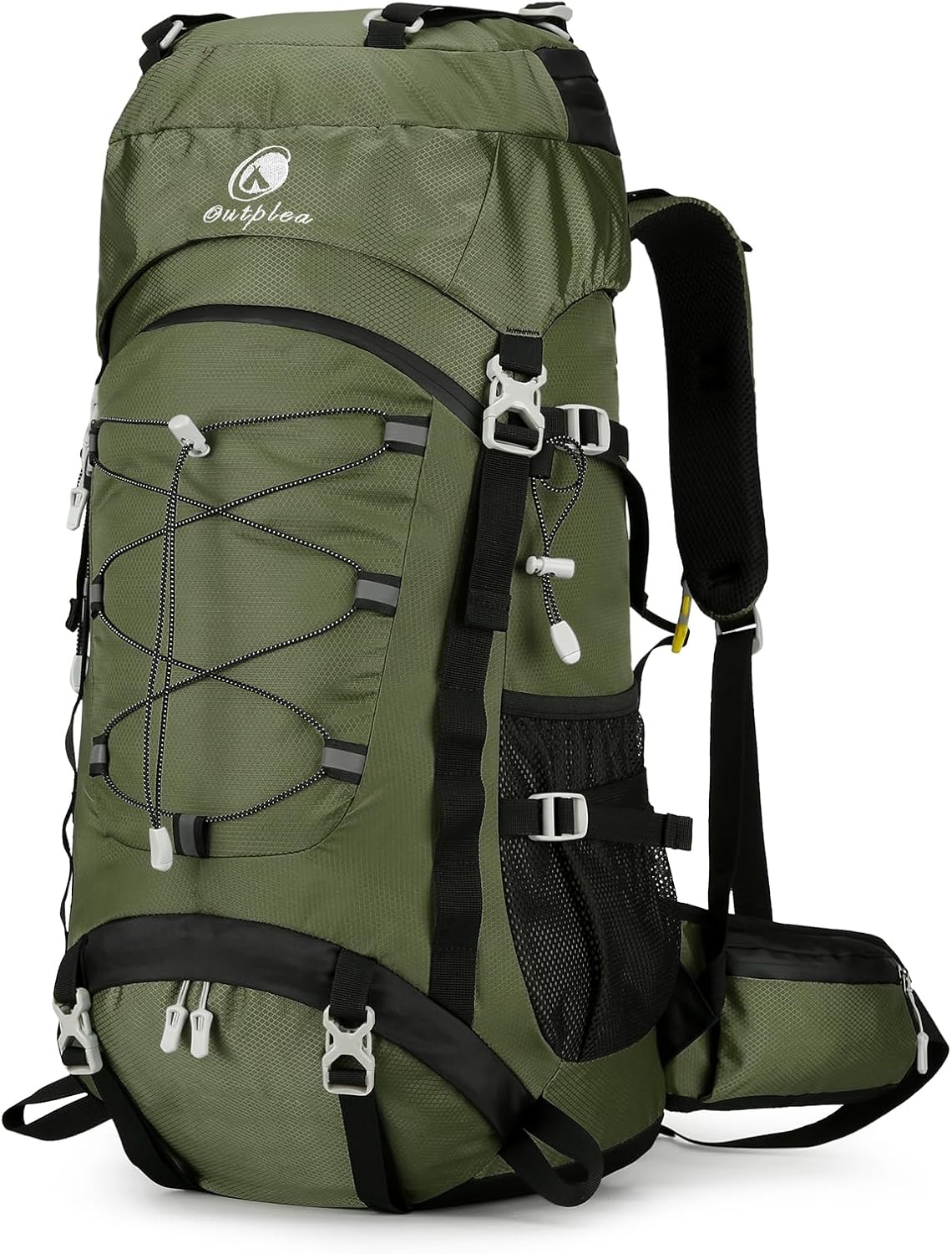 60L Waterproof Backpacking Hiking Backpack with Rain Cover for Men Women, Large Camping Backpack, Green