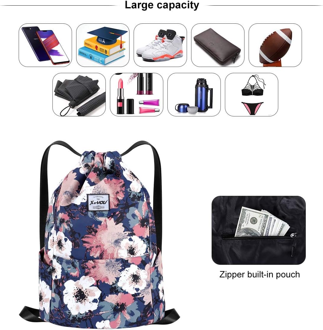 XEYOU Drawstring Sports Backpack Lightweight Gym Yoga Sackpack Shoulder Rucksack Casual Outdoor Daypack for Women and Men