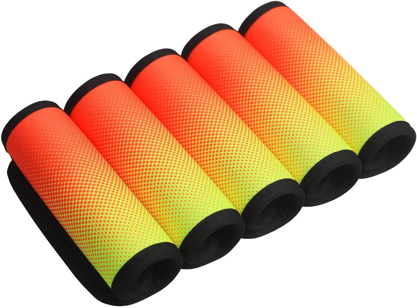 Luggage Handle Wrap for Suitcase-Printed Bright Neoprene Luggage Tags/Grips/Identifiers/Markers/Covers/Gripper for Suitcases Carry On Bags 5 Packs (Orange Dot)