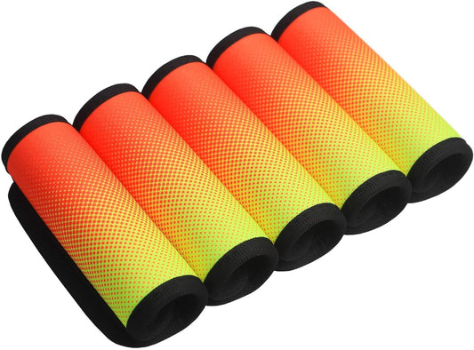 Luggage Handle Wrap for Suitcase-Printed Bright Neoprene Luggage Tags/Grips/Identifiers/Markers/Covers/Gripper for Suitcases Carry On Bags 5 Packs (Orange Dot)