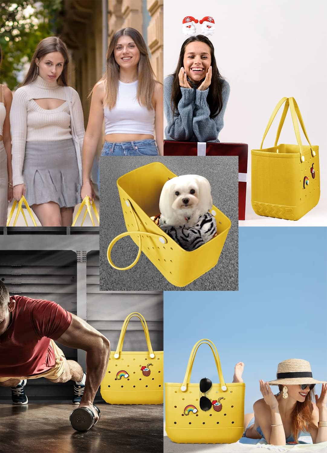 Beach Bag Rubber Tote Bag - Waterproof Travel Bag for Women Washable Tote Bag Handbag for Sports Beach Market Pool