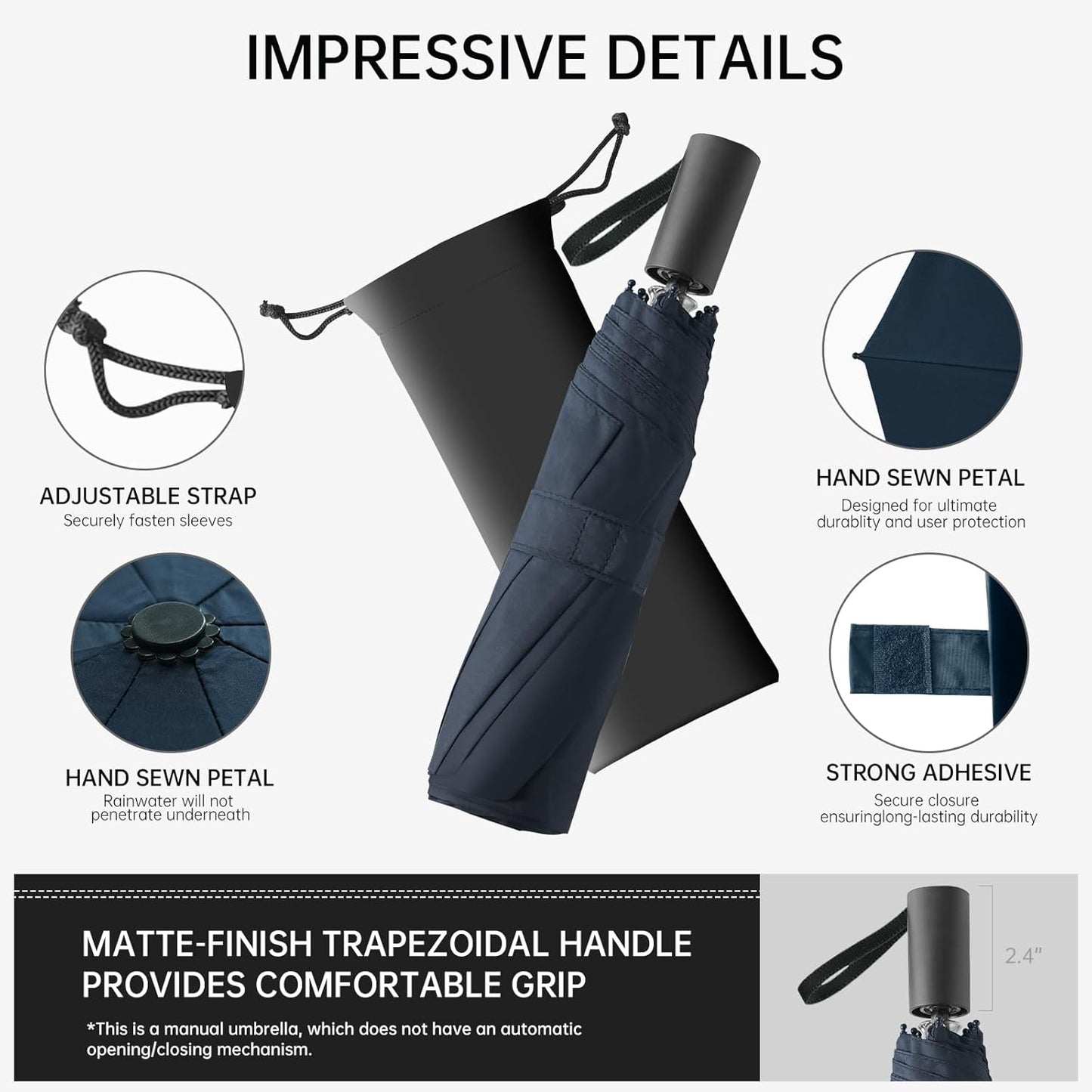 Compact Travel Umbrella, Small Pocket Mini Umbrella for Purse Wallet, UV Sun Rain Umbrellas for Backpack, Portable Folding Umbrellas for Women Kids