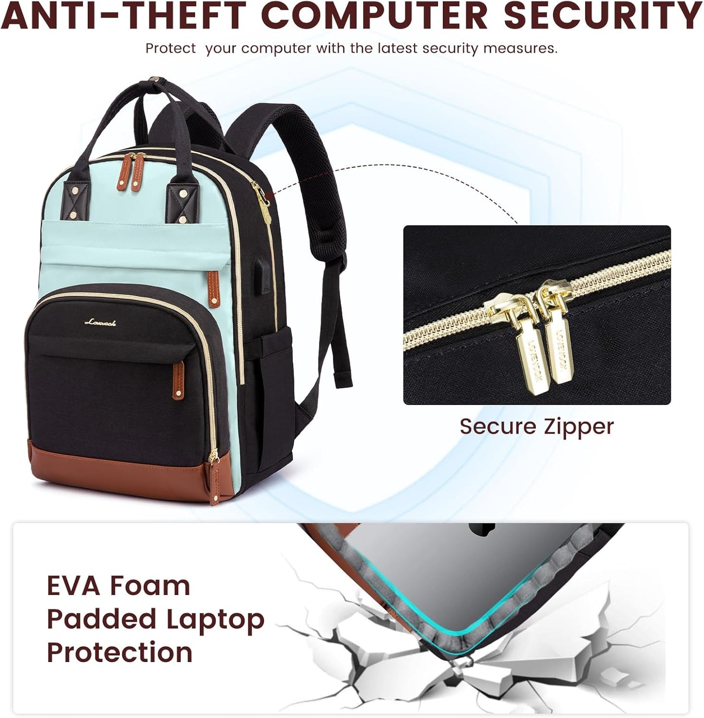 LOVEVOOK Backpack for Women,Laptop Backpack Women,Fits 17 Inch Laptop Bag,School Backpacks,Fashion Travel Work Anti-theft Bag,Waterproof Business Computer College Backpack Purse,Black-Light Blue
