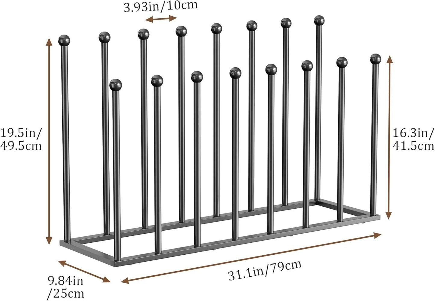 pickpiff Free Standing Shoe Racks - 19.5 Inch Black Metal Boot Rack Organizer Tall Boots for Dorm