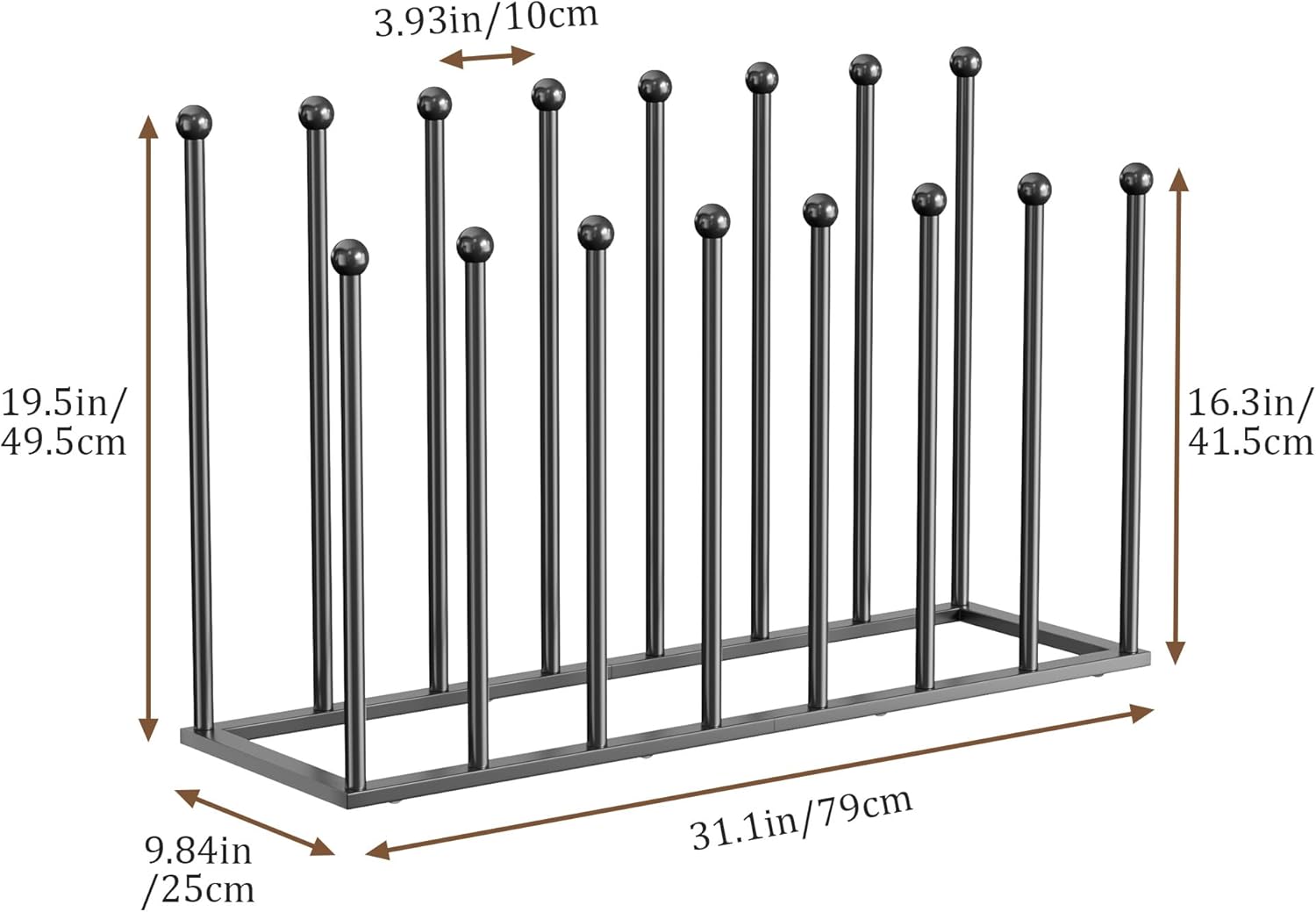 pickpiff Free Standing Shoe Racks - 19.5 Inch Black Metal Boot Rack Organizer Tall Boots for Dorm