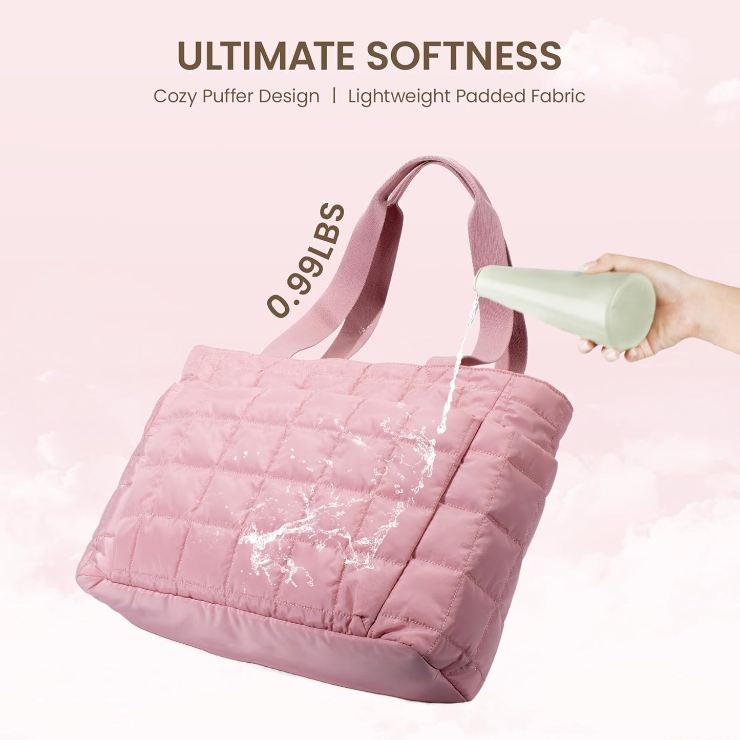 befen Laptop Tote Bag for Women Work, Travel Tote Bags Nurse Puffer Quilted Handbags, Lightweight Waterproof Beach Purse