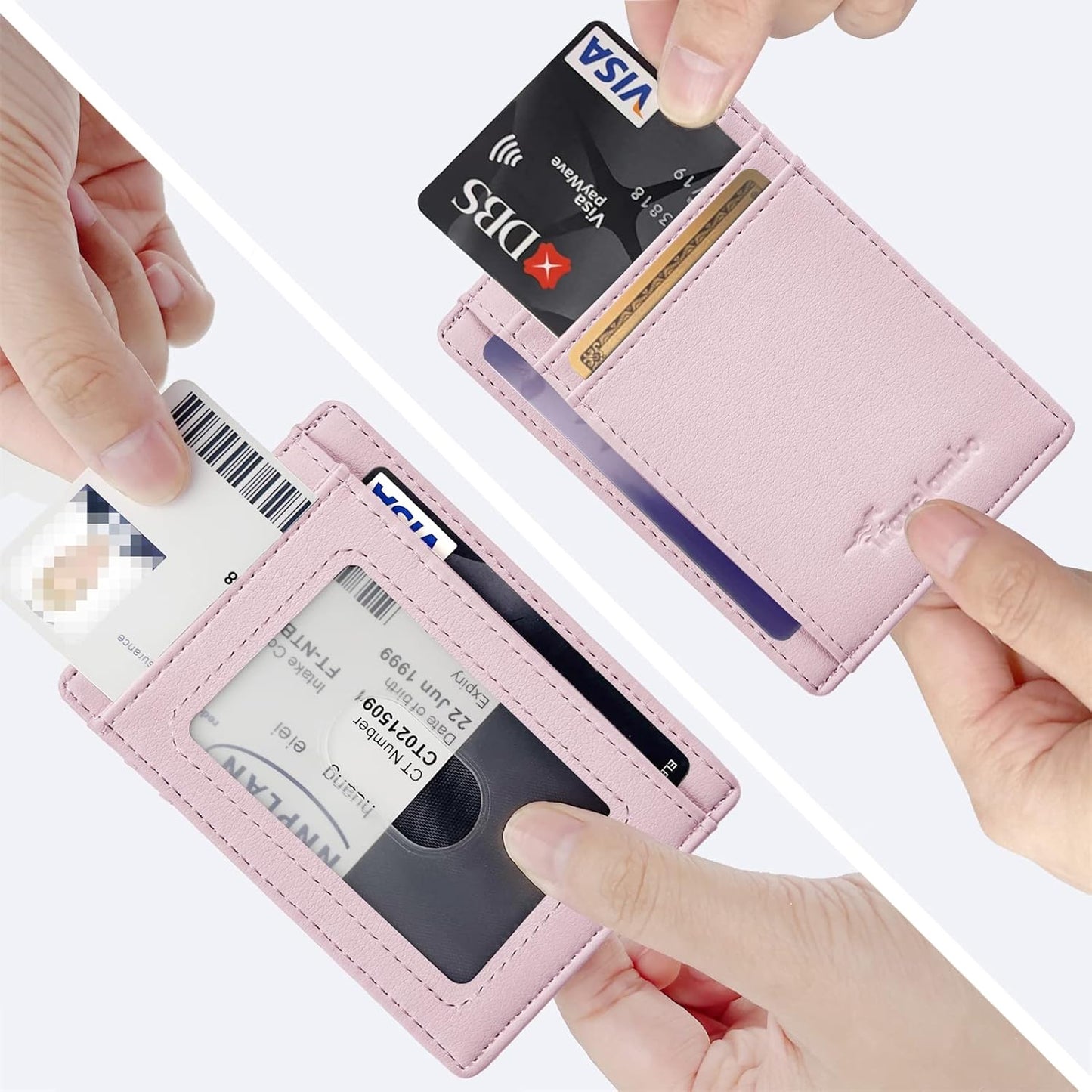 Travelambo Front Pocket Minimalist Leather Slim Wallet RFID Blocking Medium Size