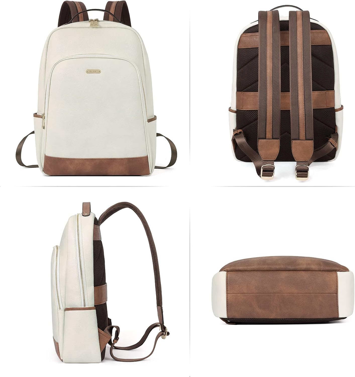 CLUCI Leather Backpack for Women 15.6 inch Laptop Backpack Purse Computer Backpack for Travel