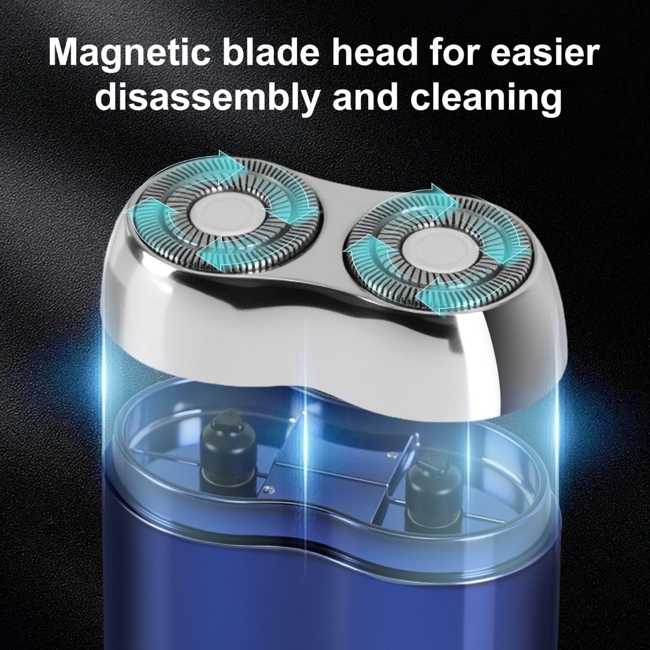 Mini Electric Shaver for Men, Upgrade Pocket Dual Head Shaver, Portable Razor for Men, Rechargeable Waterproof Compact Travel Electric Razor, USB Close Battery shavers (Blue)
