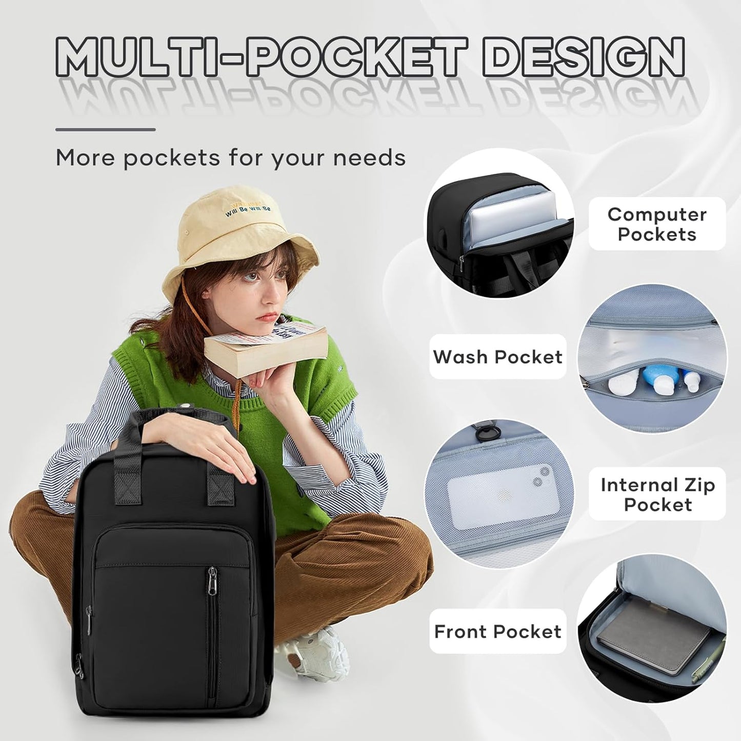 Vacuum Travel Backpack with Pump,Personal Item Carry on Backpacks Flight Approved 18x14x8 inches Women,Laptop Waterproof Work Compression bags hiking Casual Daypack Compresion