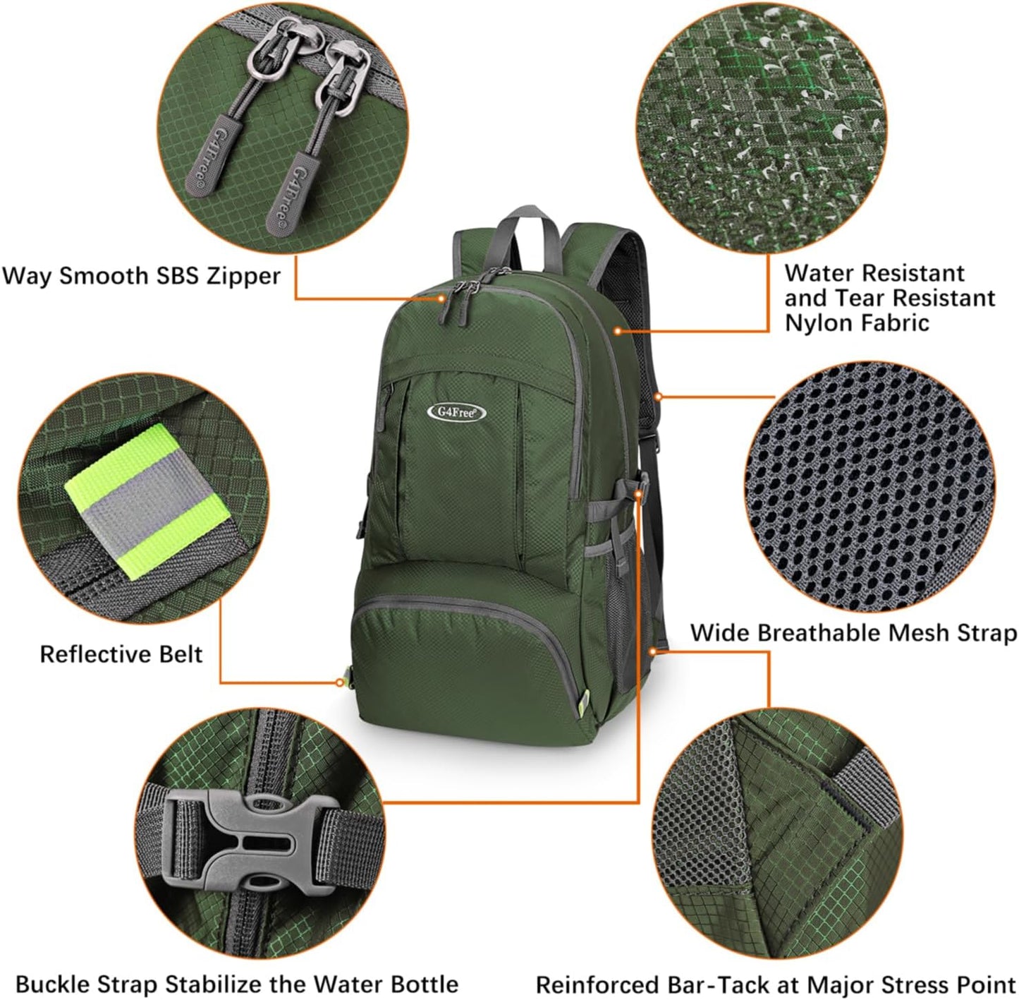 G4Free 40L Lightweight Packable Hiking Backpack, Waterproof Travel Daypack