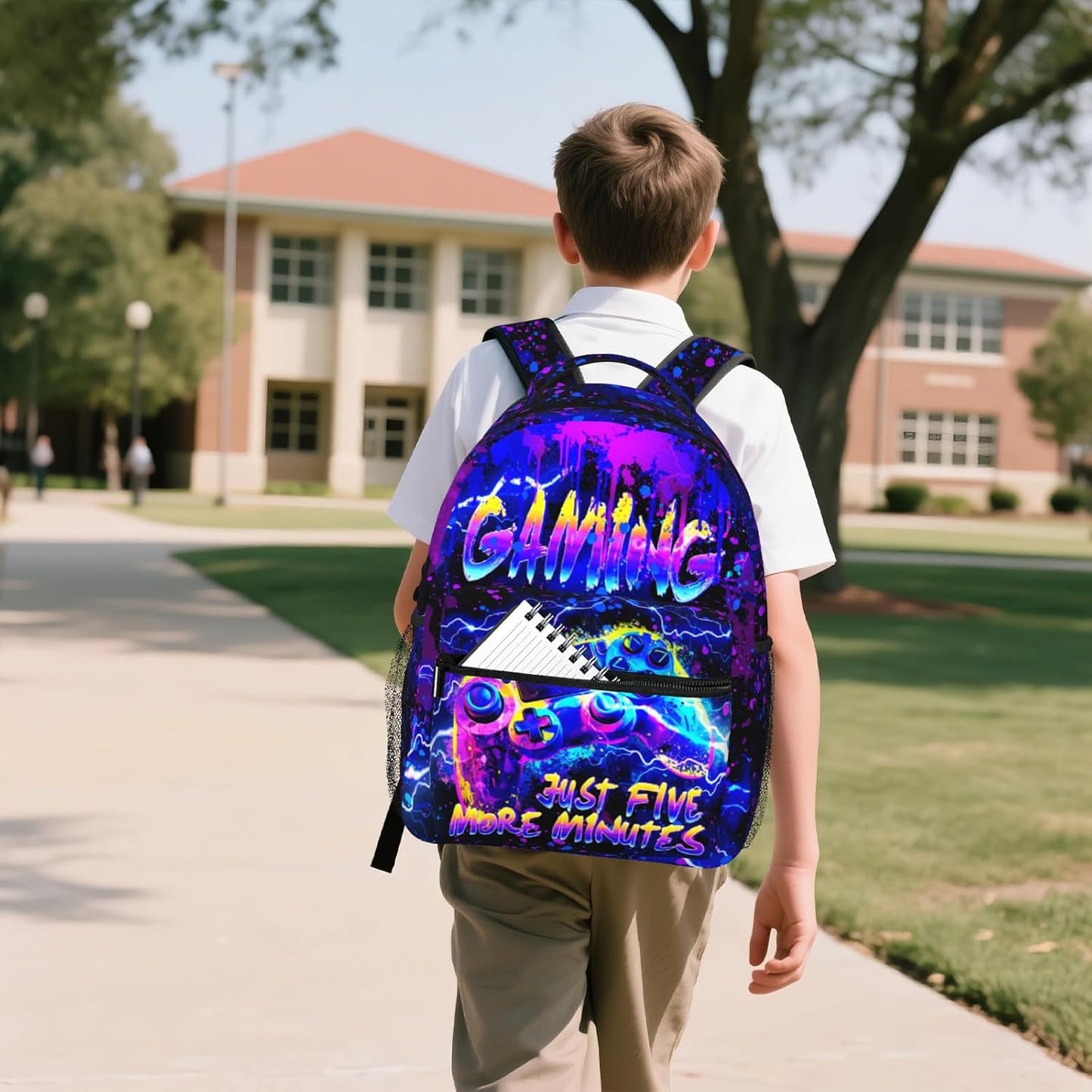 School Backpack for Boys Game Boys Backpack for Kids Children Teens Elementary Middle School Students Kids' Backpacks Ages 6-18 Gaming Bookbag Travel Back Pack