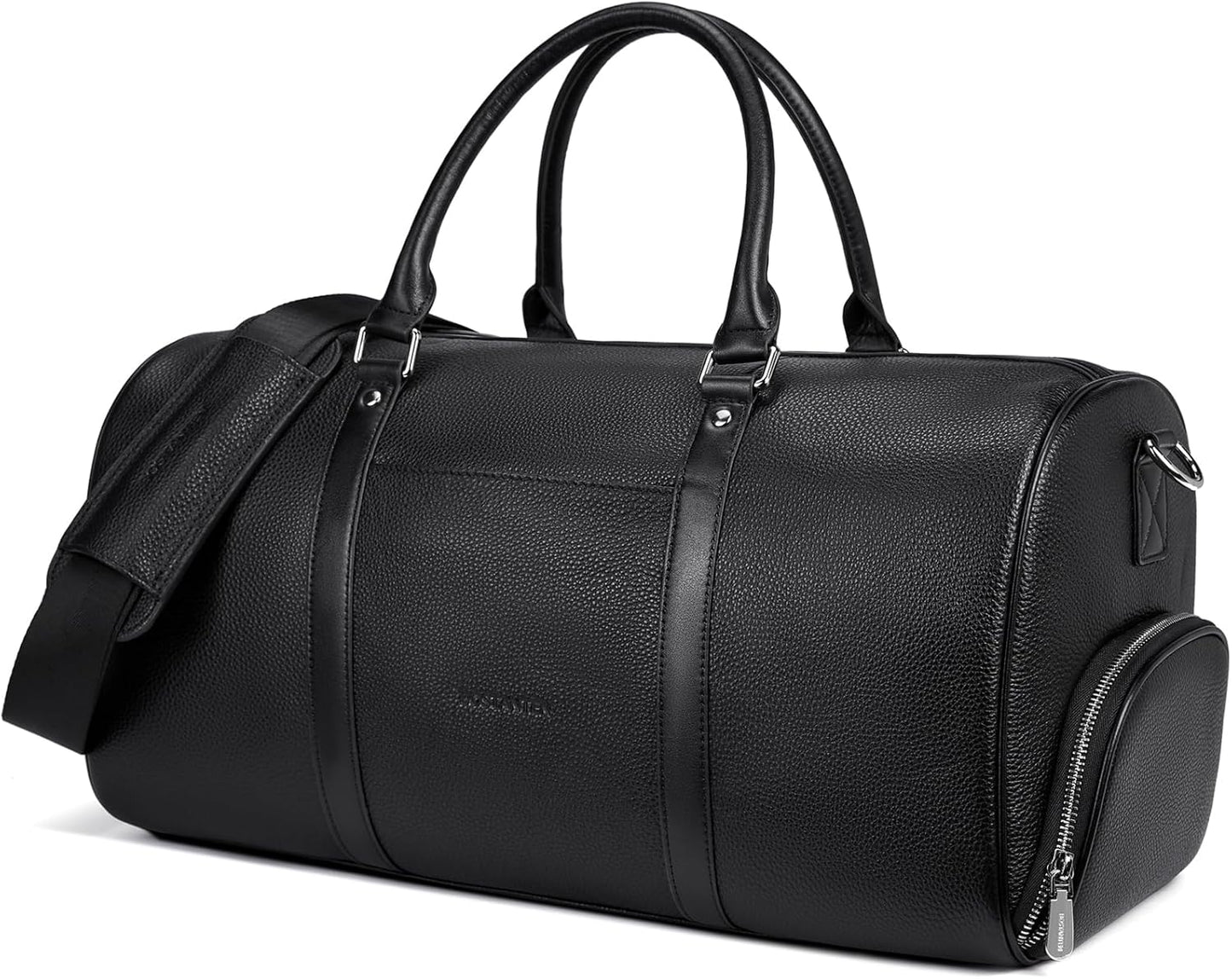 BOSTANTEN Genuine Leather Travel Weekender Overnight Duffel Bag Gym Sports Luggage Tote Duffle Bags for Men Medium: 18.5"X9.25"X10.50"