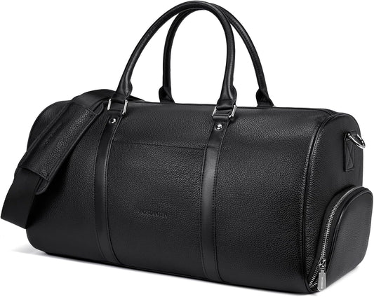 BOSTANTEN Genuine Leather Travel Weekender Overnight Duffel Bag Gym Sports Luggage Tote Duffle Bags for Men Medium: 18.5"X9.25"X10.50"