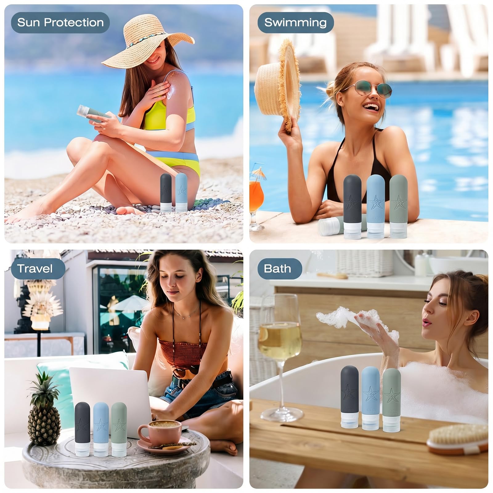 JBYAMUS 18 Pack Travel Bottles for Toiletries - TSA Approved, Triple Leak Proof Silicone Set, 3oz