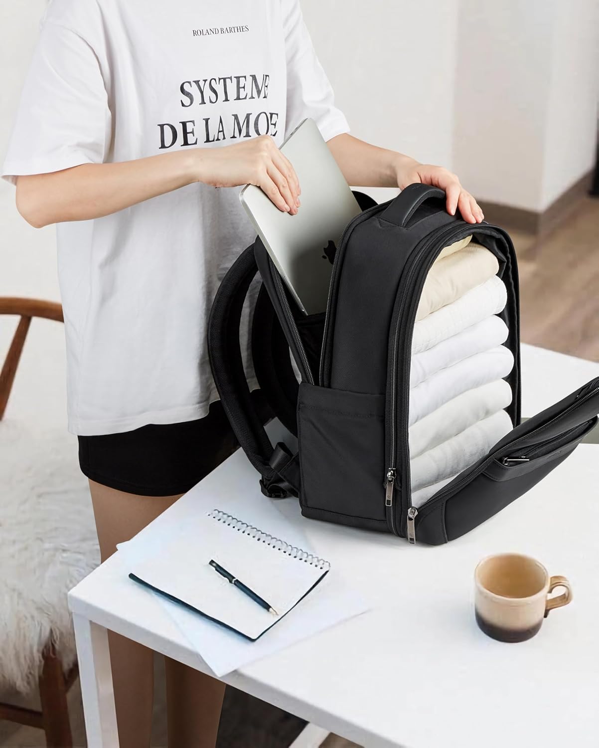 Hanke Expandable Travel Backpack 16 Inch, Full-Open Laptop Backpack Fits 15.6 Inch, Carry On