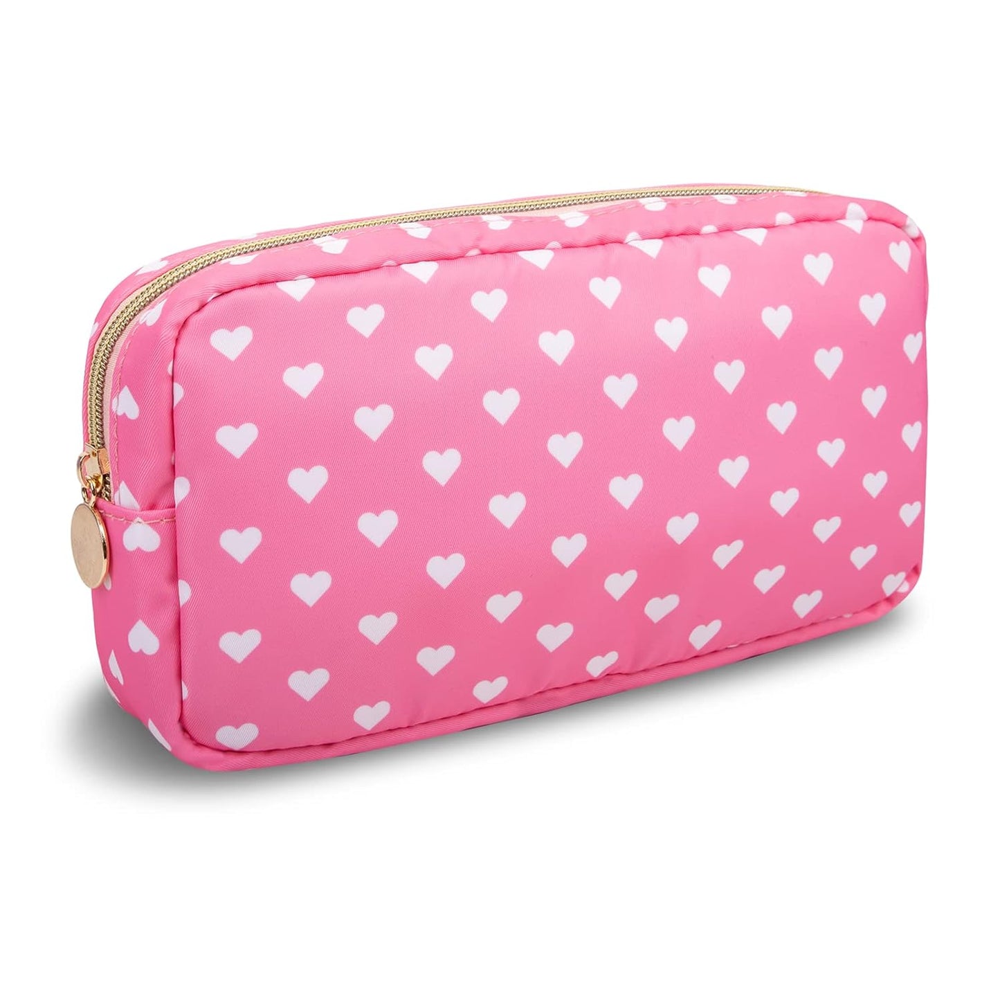 Small Makeup Pouch for Purse，Nylon Travel Toiletry Storage Cute Preppy Cosmetic Bag for Women