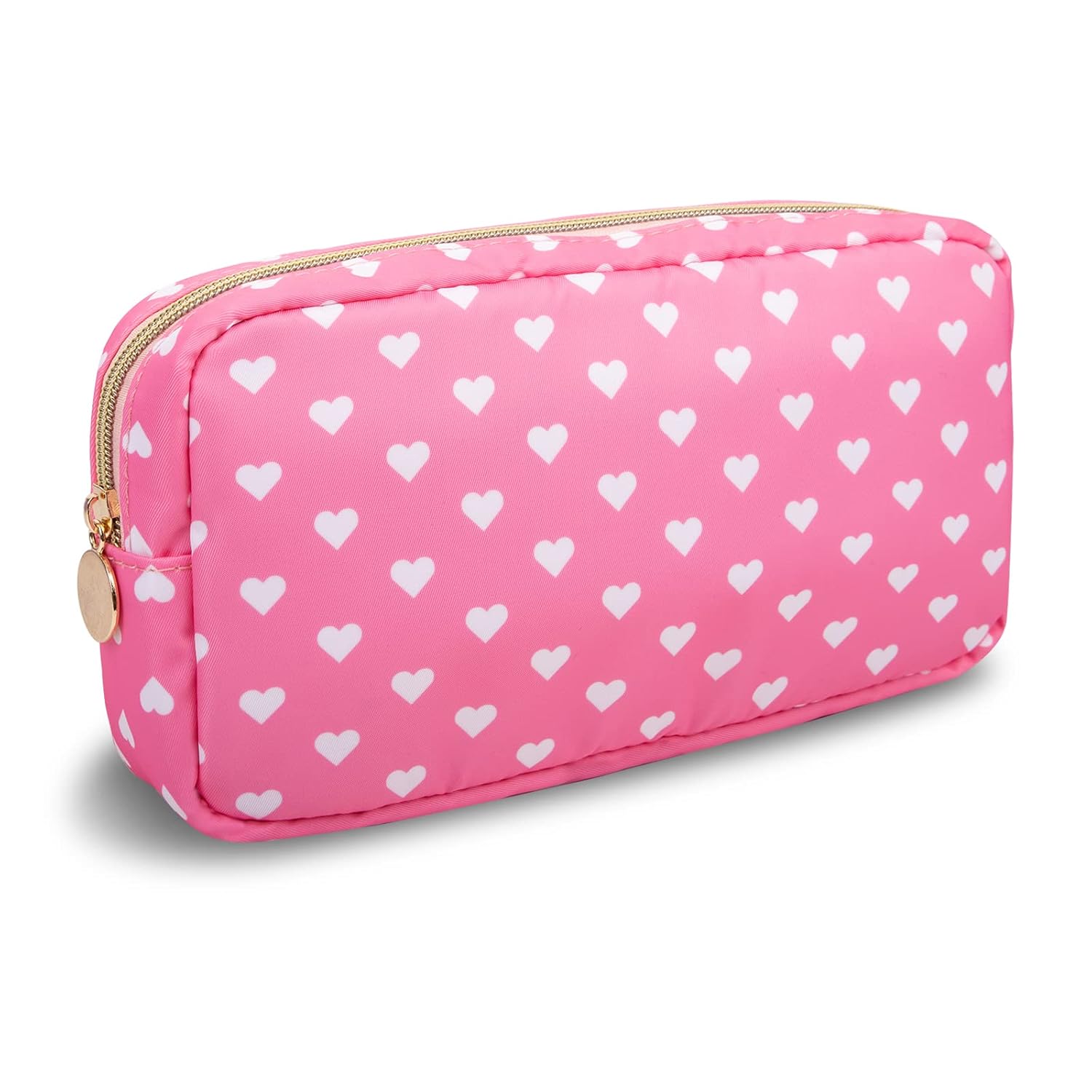 Small Makeup Pouch for Purse，Nylon Travel Toiletry Storage Cute Preppy Cosmetic Bag for Women