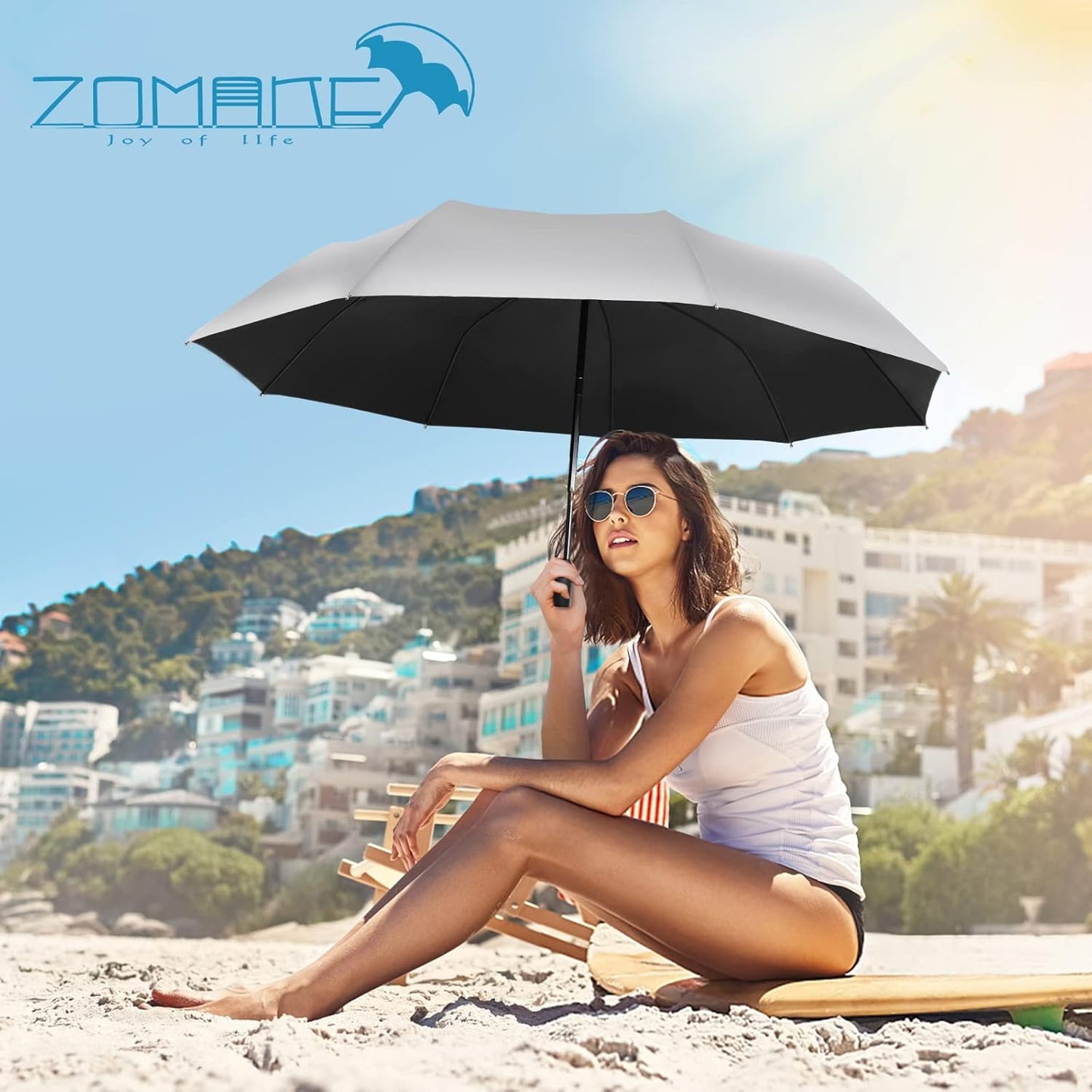 ZOMAKE UV Umbrella for Sun Protection UPF 50+,Travel Compact Sun Umbrellas UV Blocking Small Auto Open Portable for Walking