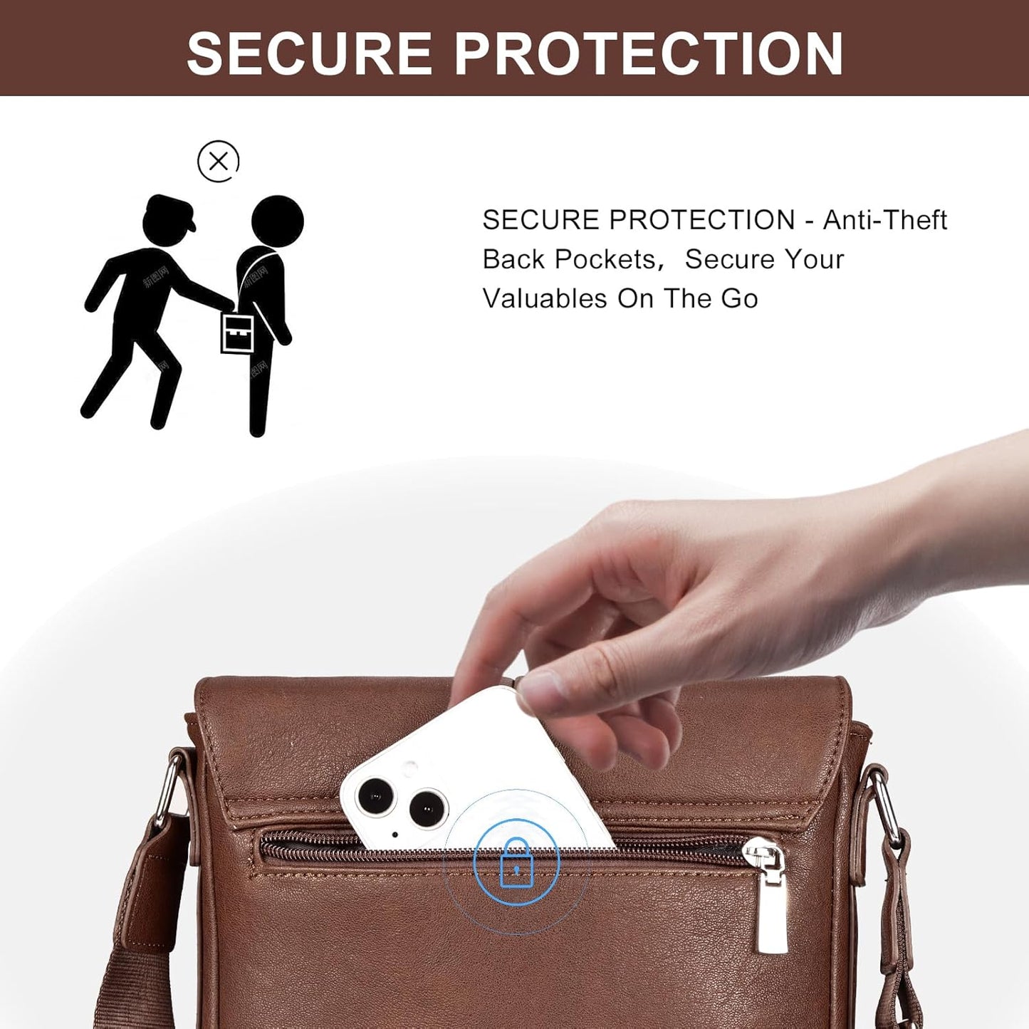 Leathario Men's Crossbody Bag, Vegan Leather, Shoulder Purse Side Sling Satchel, Small Messenger for Travel Work Daily