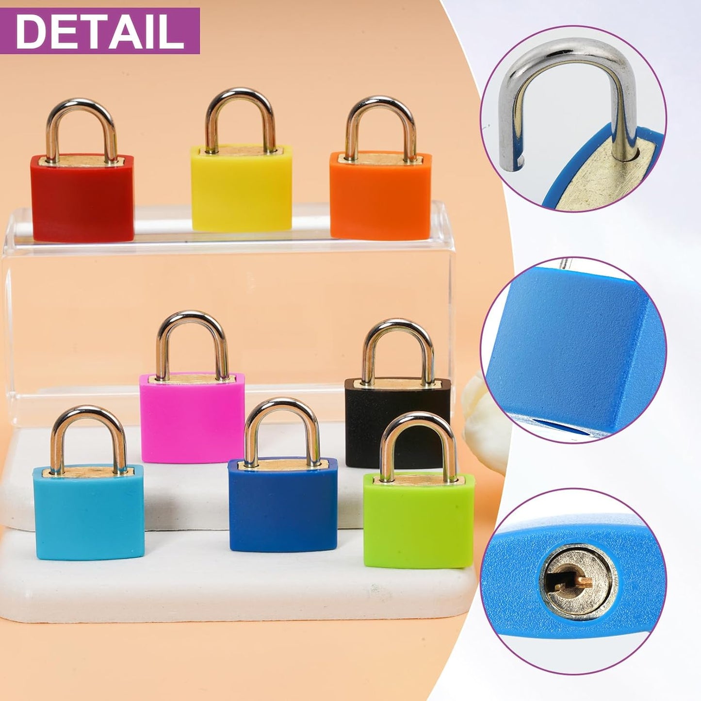 16 Pcs Suitcase Lock with Key,Small Luggage Padlocks Metal Padlocks for Backpack,Multicolor Mini Keyed Padlock,Small Padlock Keyed Padlock Gym Locker Lock for Classroom Matching Game(8 Color)