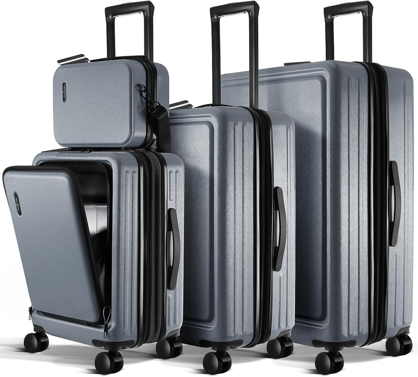 Hard Shell Luggage Sets with Spinner Wheels 4 Piece, Expandable Large Suitcases with TSA Lock, Travel Large Suitcase Set, Grey Luggage Set