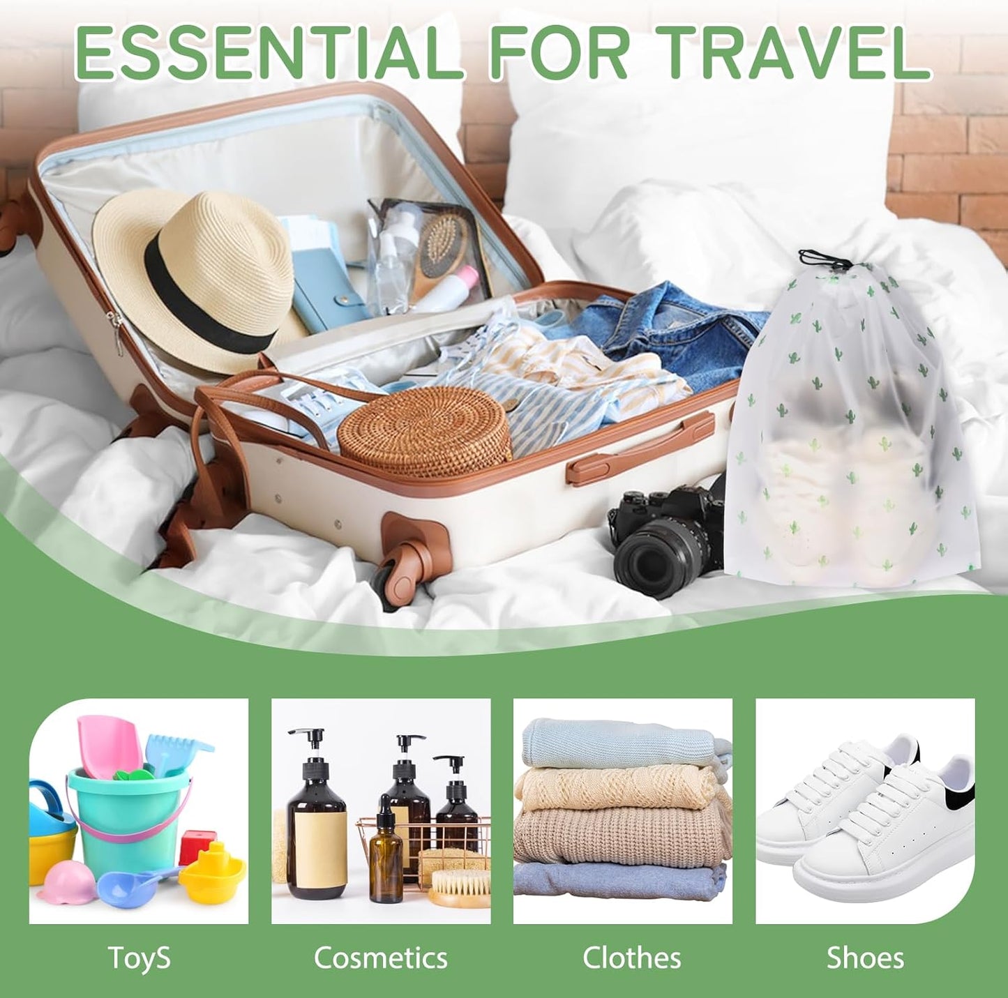 Shoe Bags for Travel, 15.7" x 11.8" Travel Shoe Bags for Packing, Large Waterproof Portable Travel
