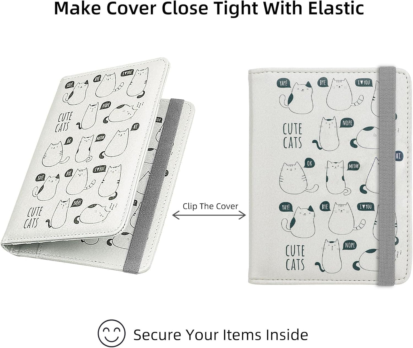 WALNEW Passport Holder for Travel, RFID Passport Cover Wallet for Women Men, PU Leather Passport Book Card Holder Case with Pen, Travelling Essentials for Flying