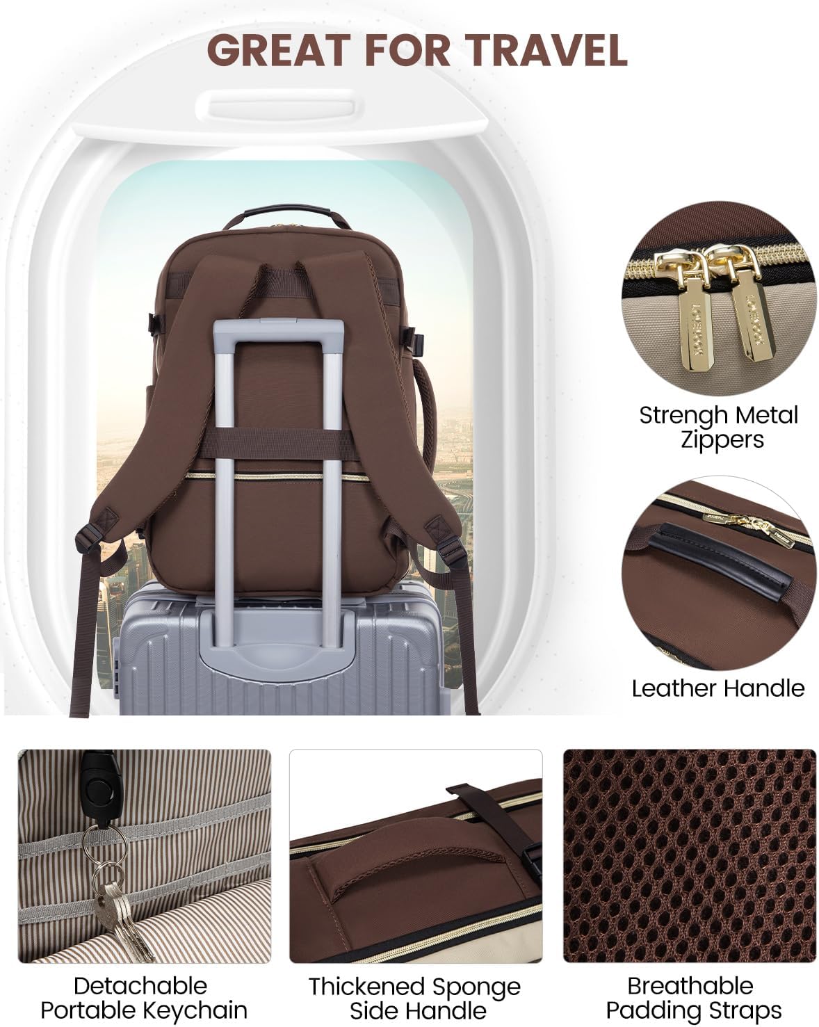 LOVEVOOK 50L Travel Backpack for Women & Men, Airline Approved Carry On Luggage with 3 Packing